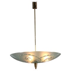 50s-60s Decorated Glass Ceiling Lamp