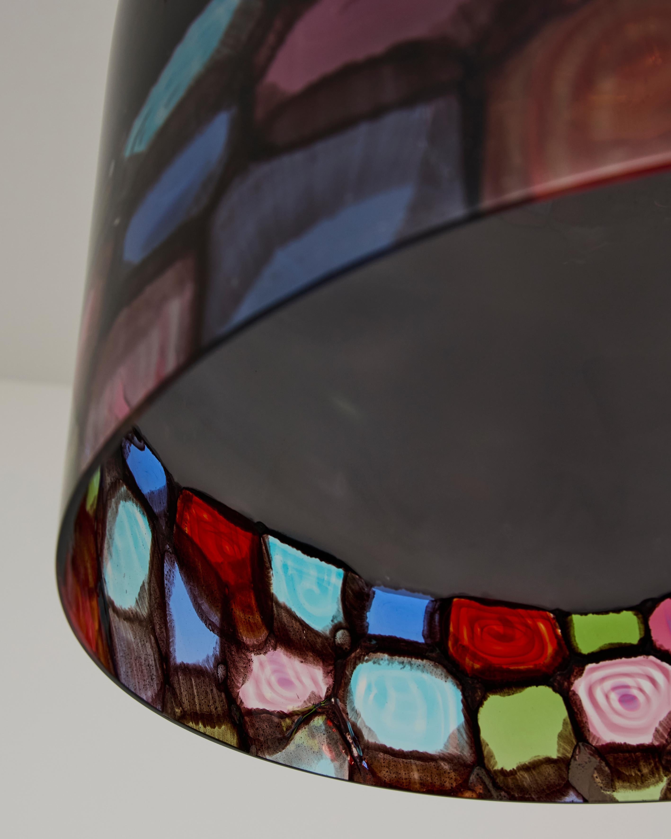 Italian Lampada a soffitto in vetro di Murano anni 70 mod. Tinta, produzione Leucos in vendita