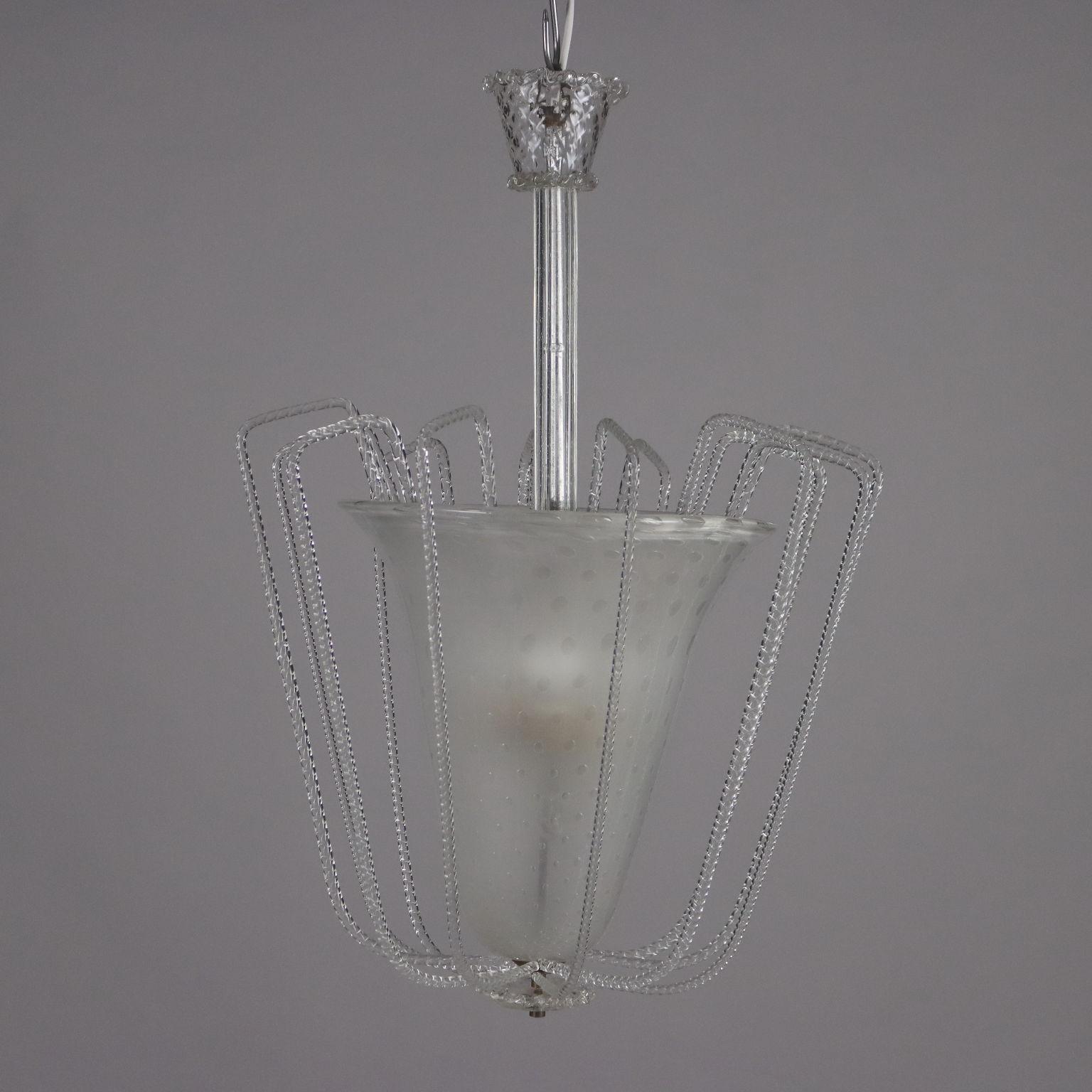 1940s blown glass ceiling lamp For Sale 3