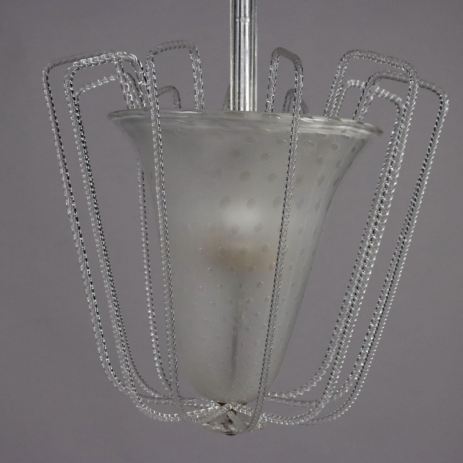 1940s blown glass ceiling lamp For Sale 4