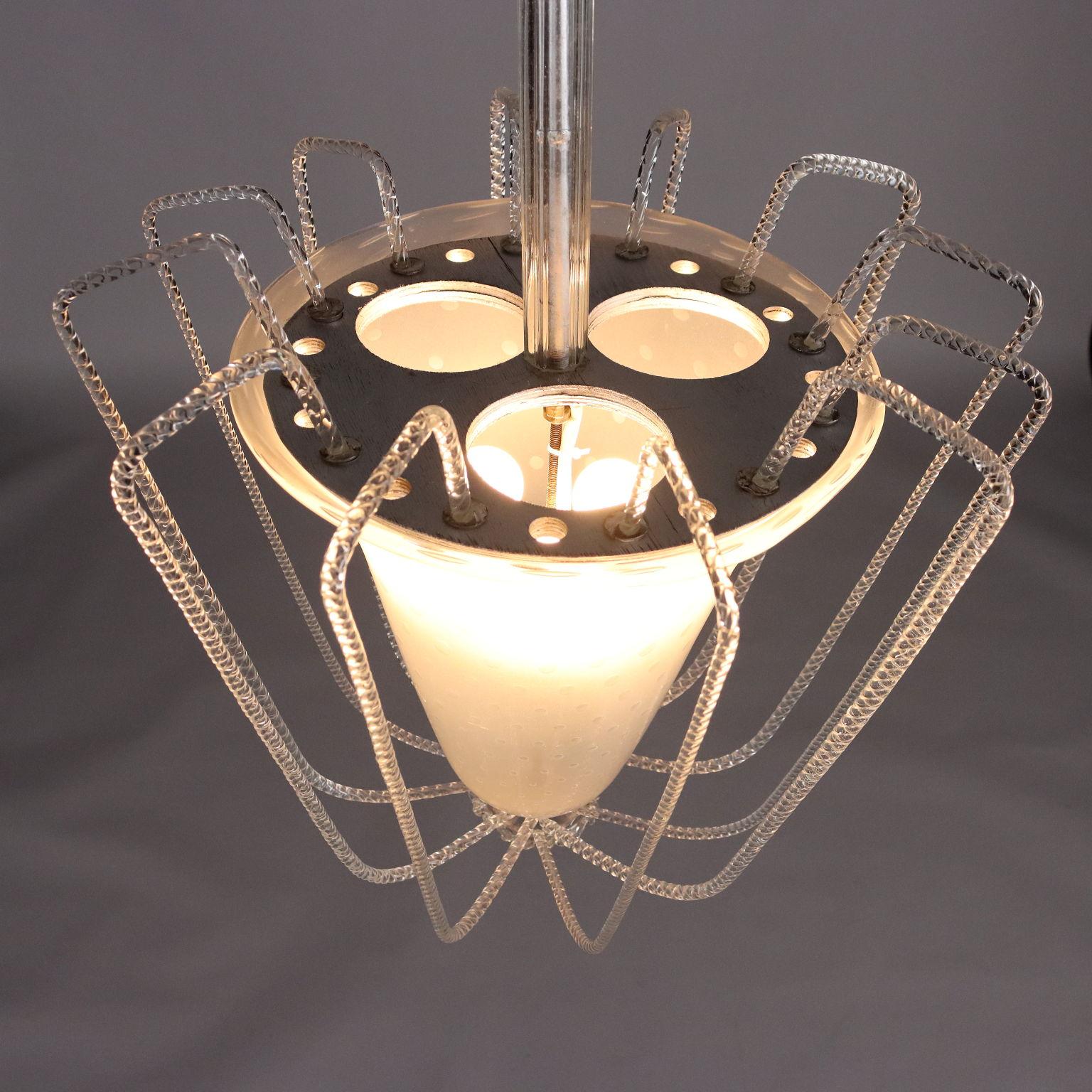 Mid-20th Century 1940s blown glass ceiling lamp For Sale