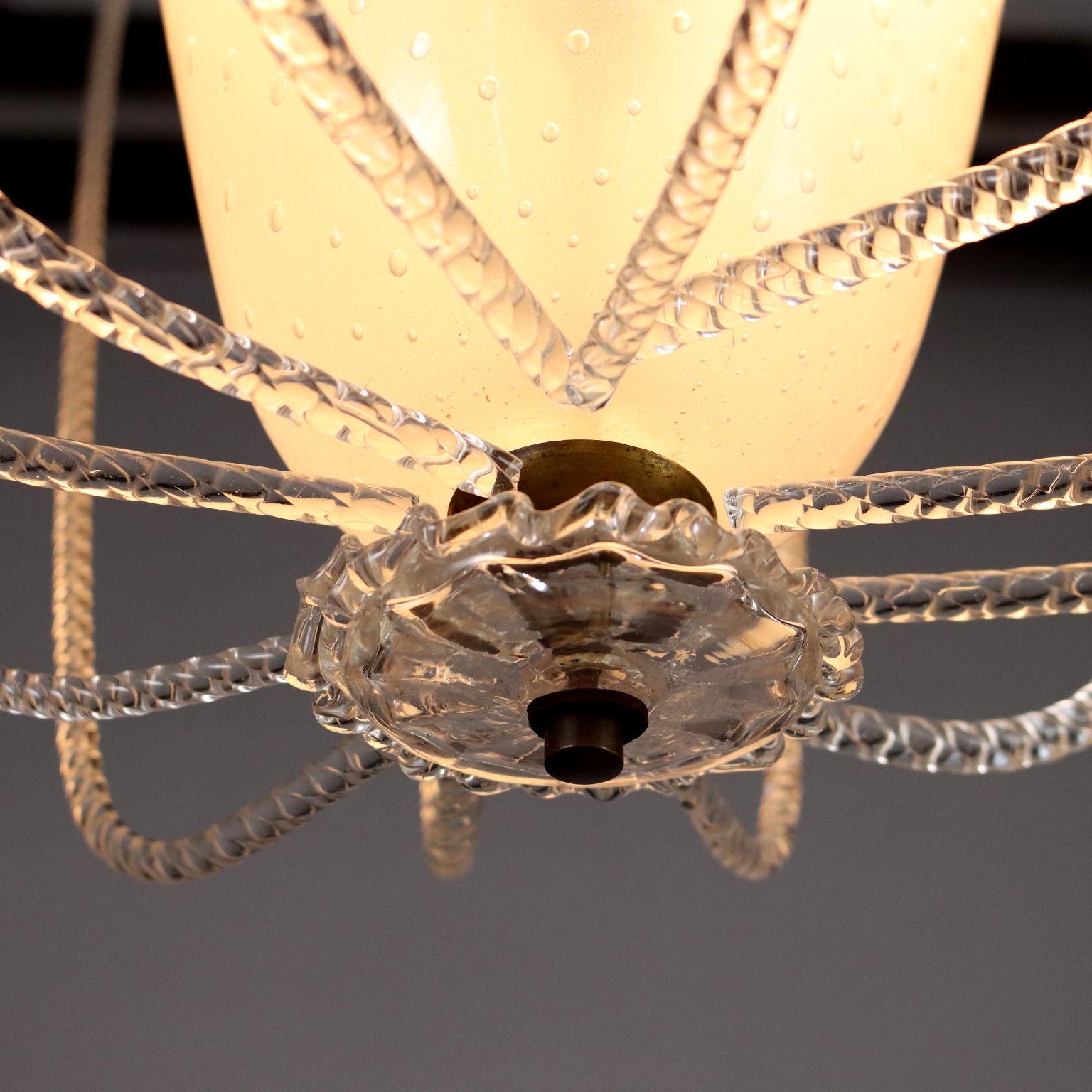 1940s blown glass ceiling lamp For Sale 1
