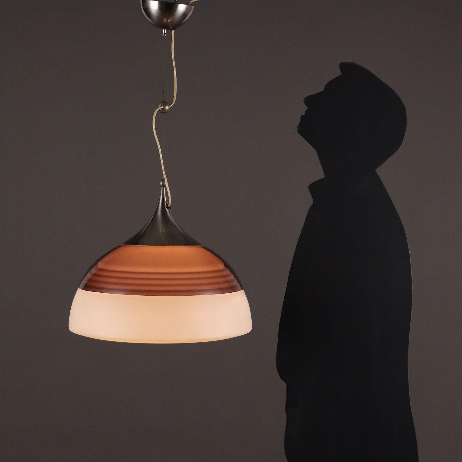 Mid-Century moderno Lampada a soffitto Stilnovo Anni 60 con vetro opalino in vendita