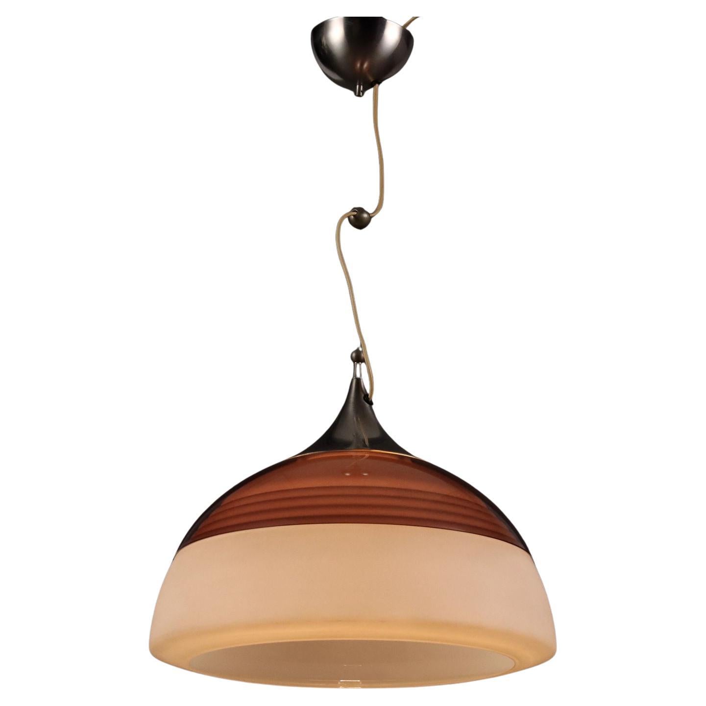 Lampada a soffitto Stilnovo Anni 60 con vetro opalino