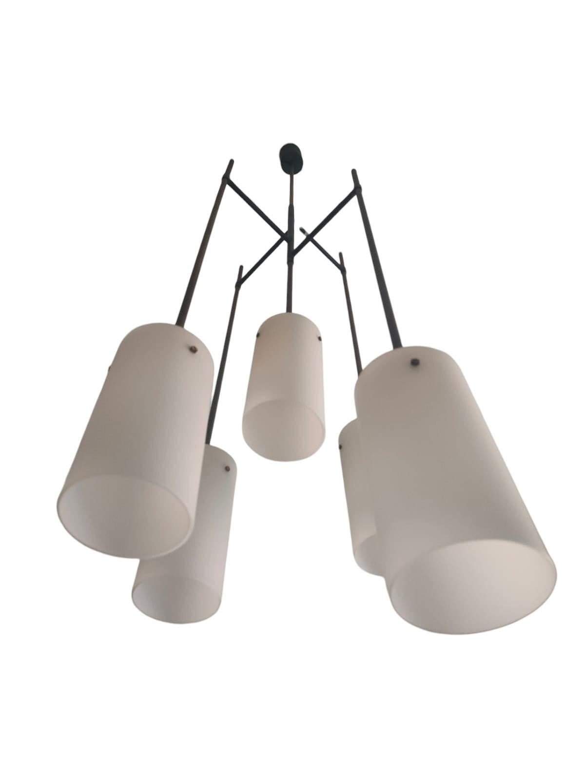 Italian Lampada a sospensione a cinque luci Stilnovo, anni '60 - lampadario in vendita