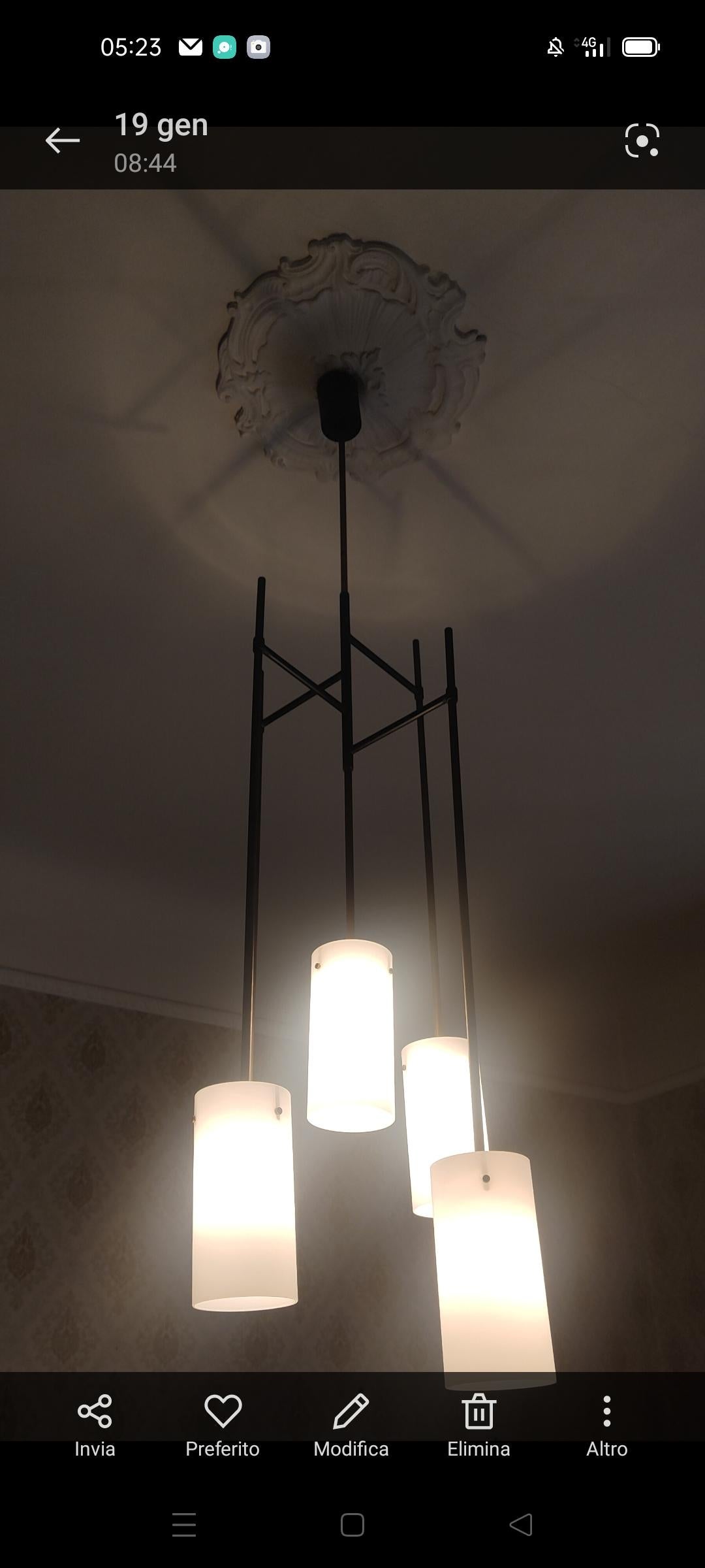 Metallo Lampada a sospensione a cinque luci Stilnovo, anni '60 - lampadario in vendita