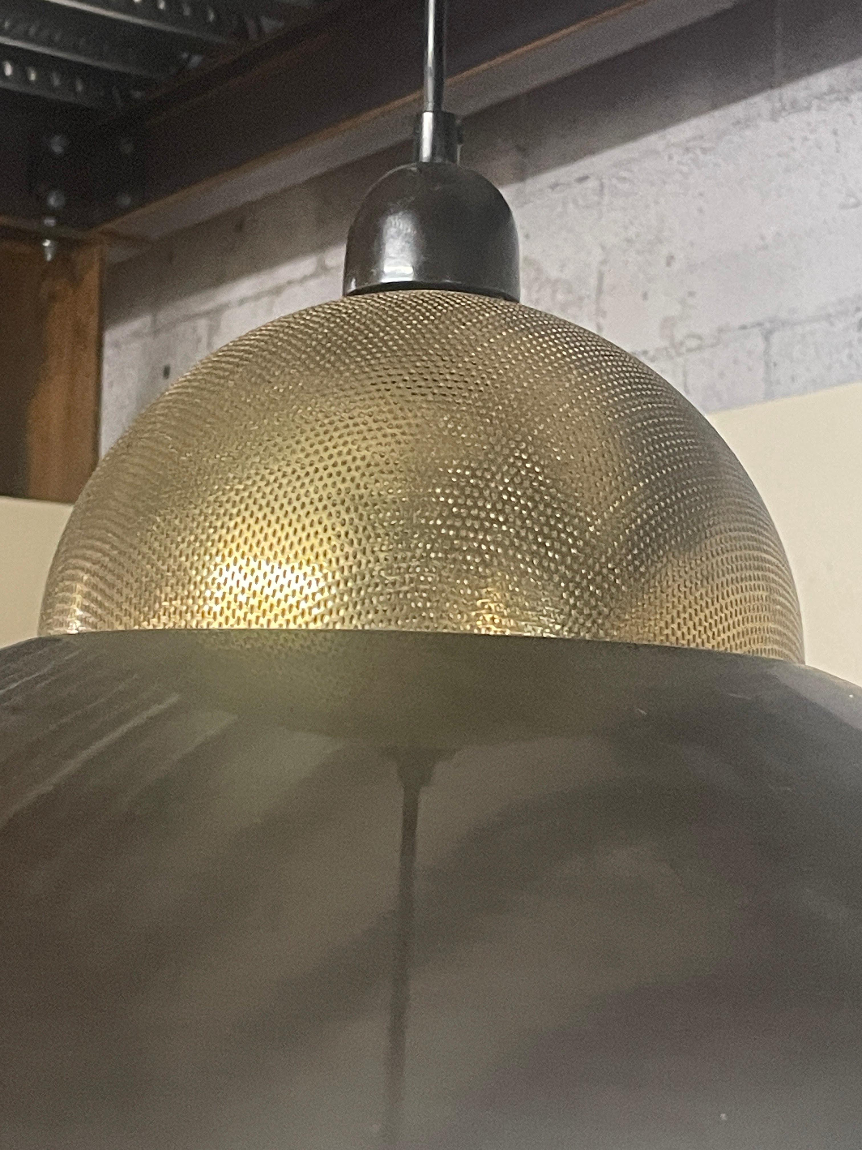 Lampada a sospensione anni '70, ottone e metallo cromato in vendita 4