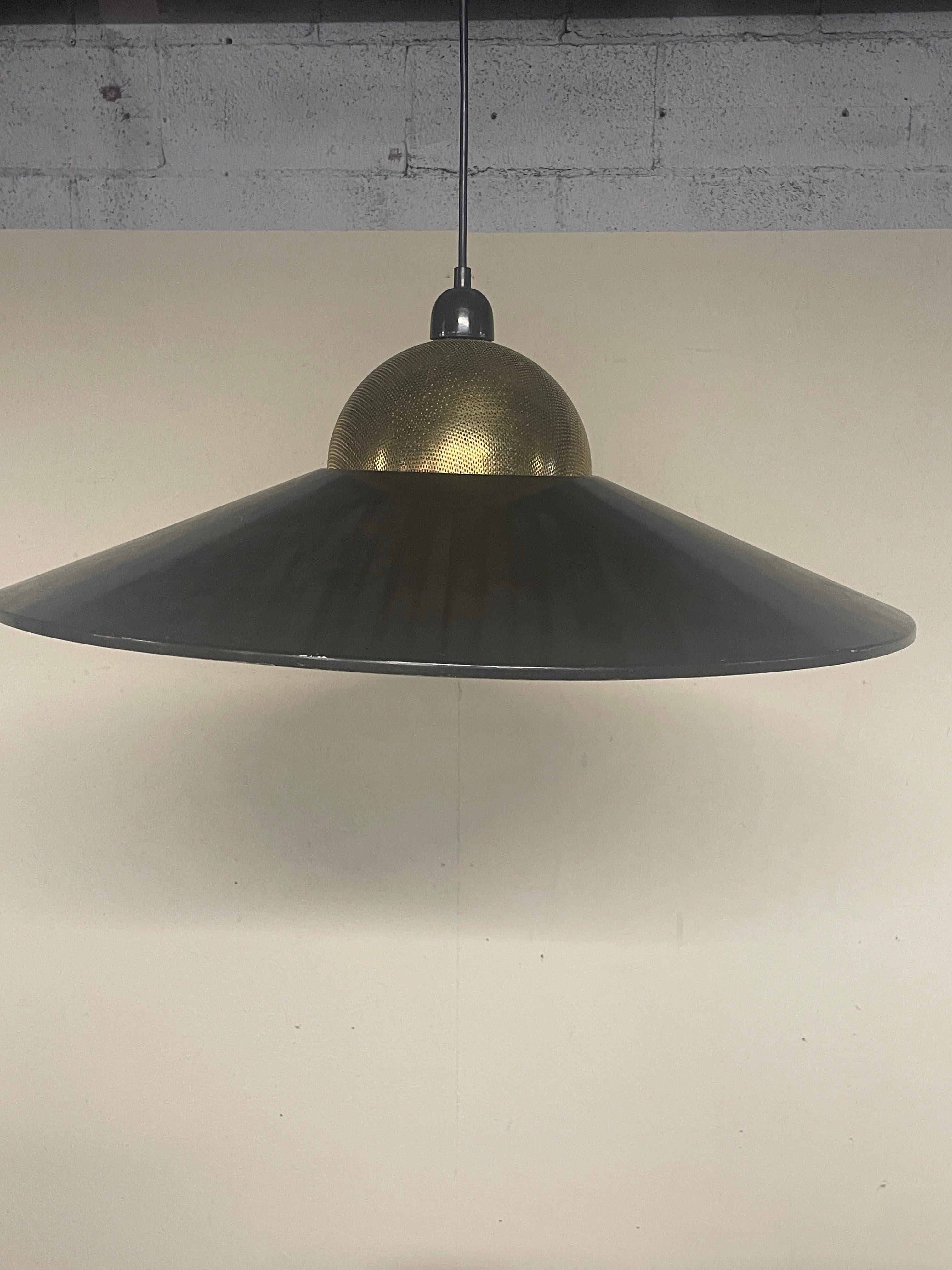 Lampada a sospensione anni '70, ottone e metallo cromato in vendita 5
