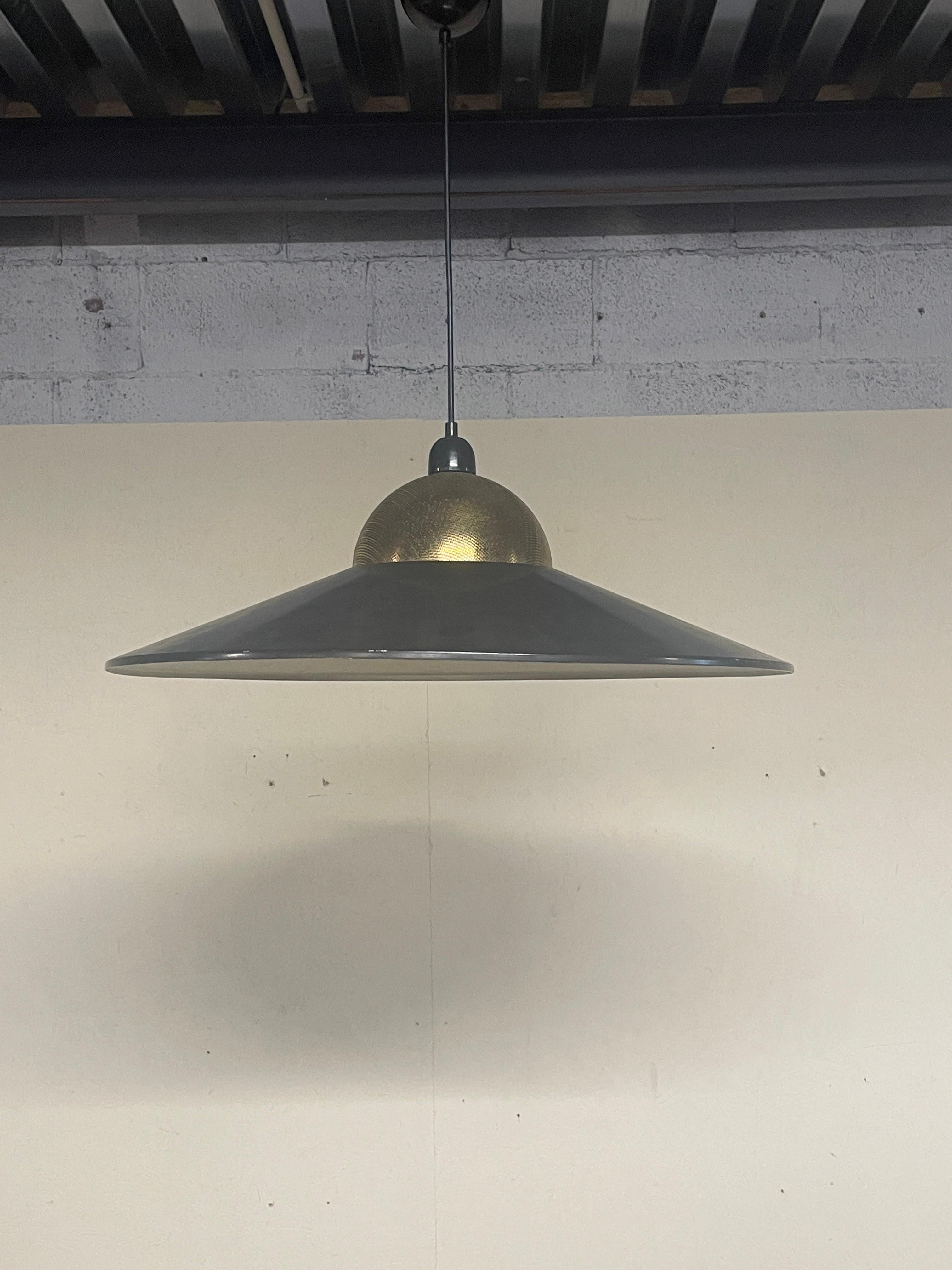 Lampada a sospensione anni '70, ottone e metallo cromato in vendita 7