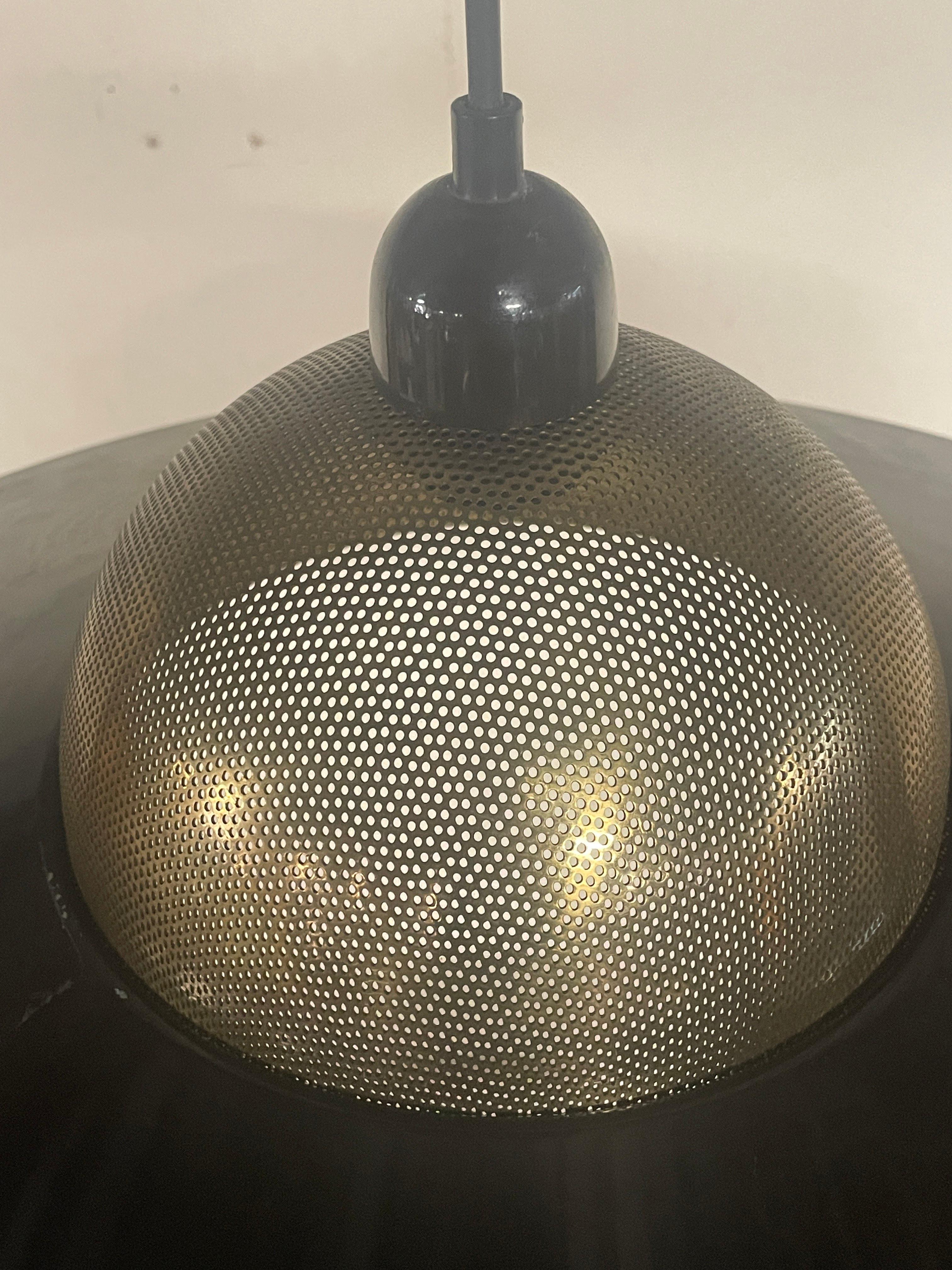 Lampada a sospensione anni '70, ottone e metallo cromato in vendita 9