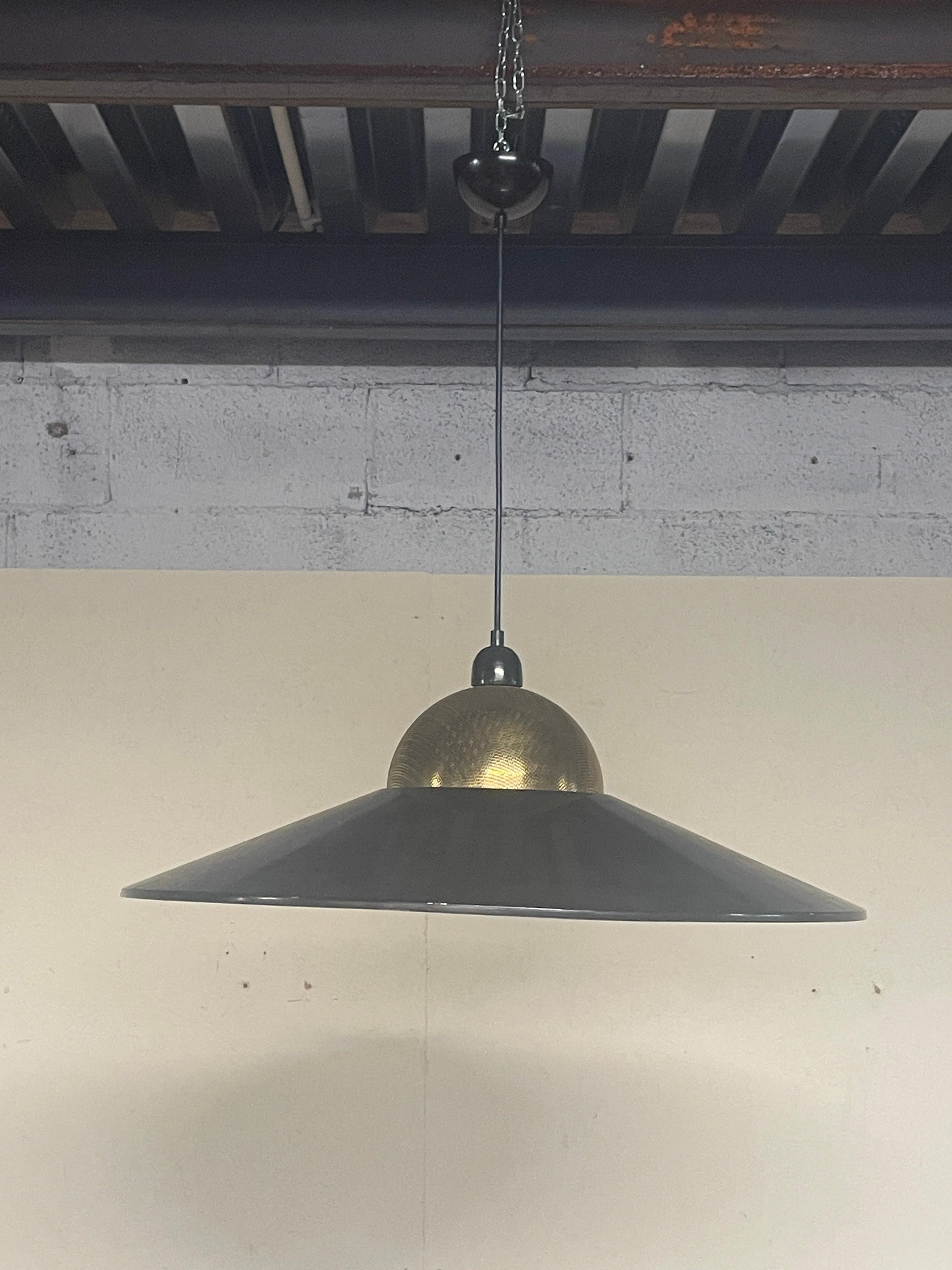 Space Age Lampada a sospensione anni '70, ottone e metallo cromato in vendita