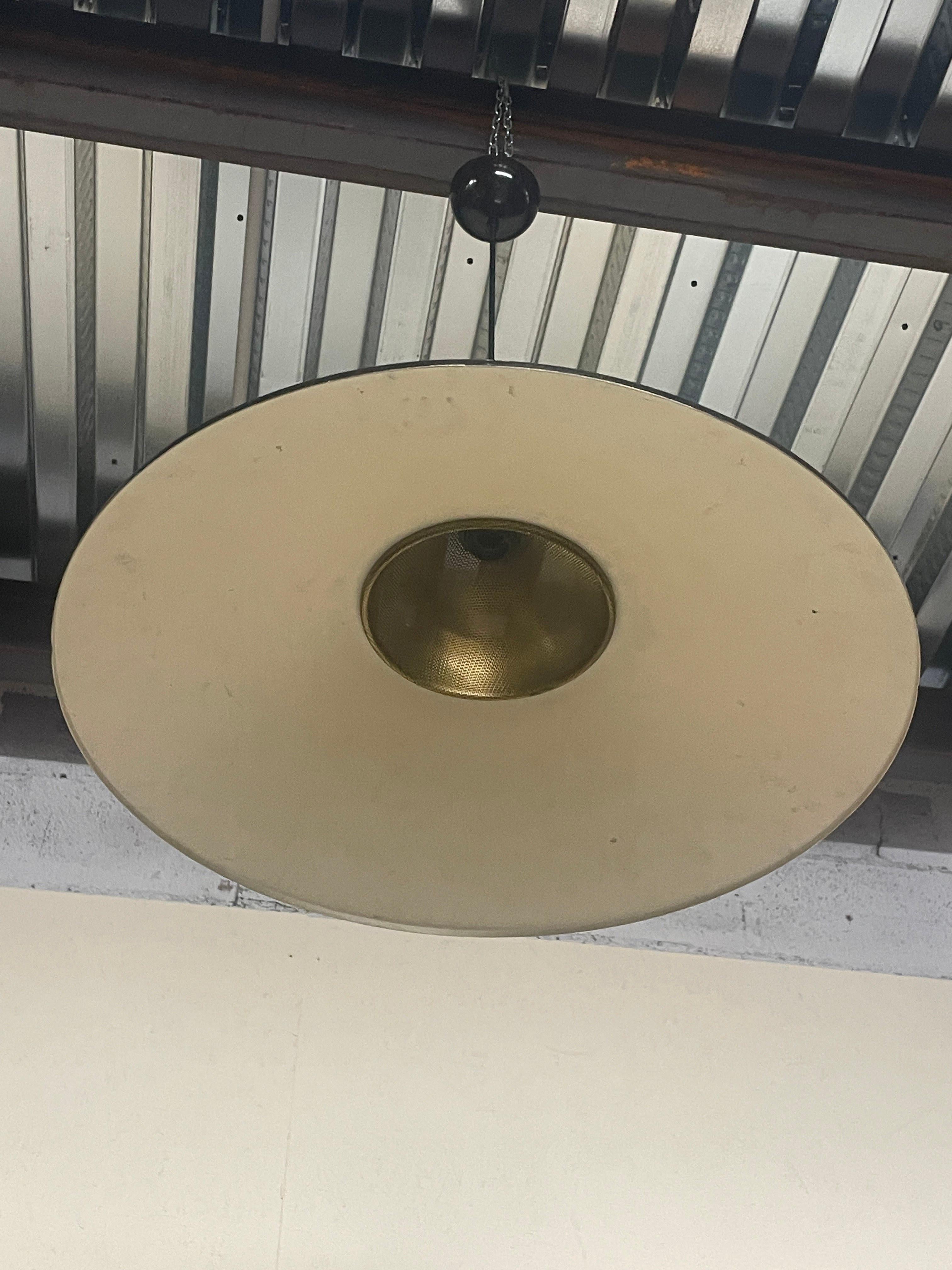 Late 20th Century Lampada a sospensione anni '70, ottone e metallo cromato in vendita