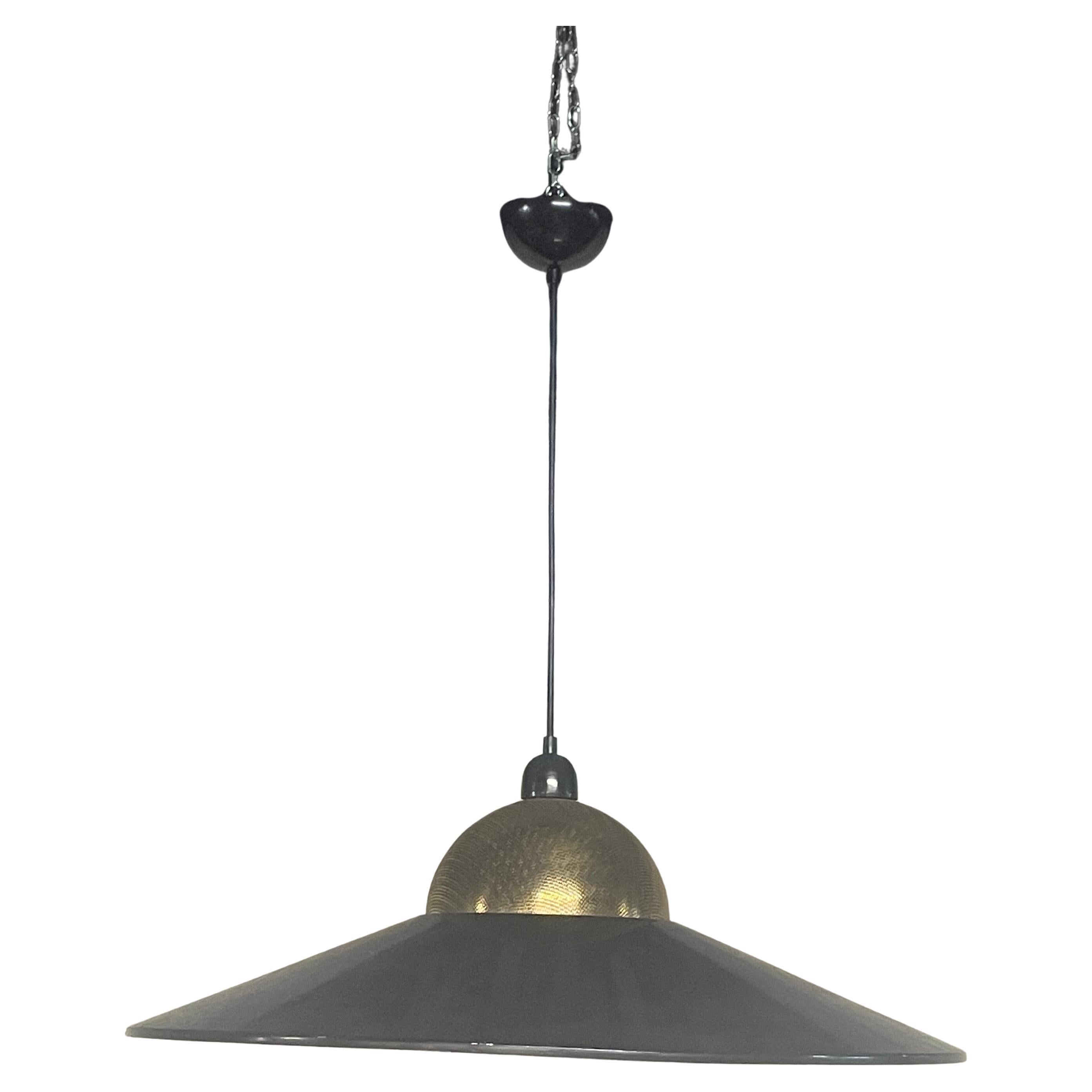 1970s pendant lamp, brass and chrome metal
