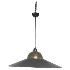 1970s pendant lamp, brass and chrome metal