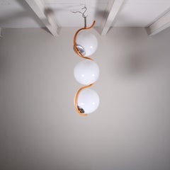 Orange pendant lamp with three white bowls, 1970 Space Age