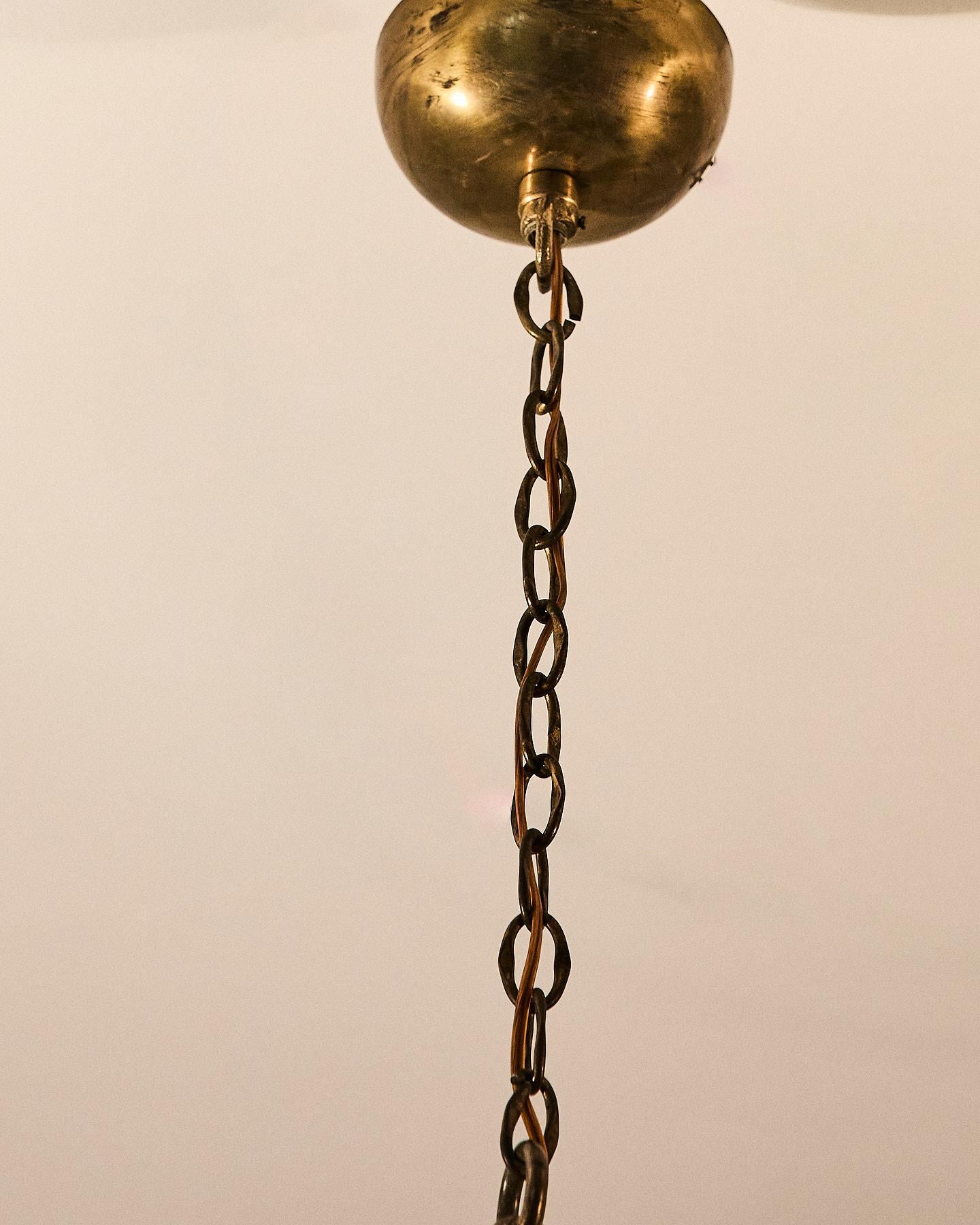 Art Nouveau lámpara colgante con arlequín de cristal de Murano Latón en venta