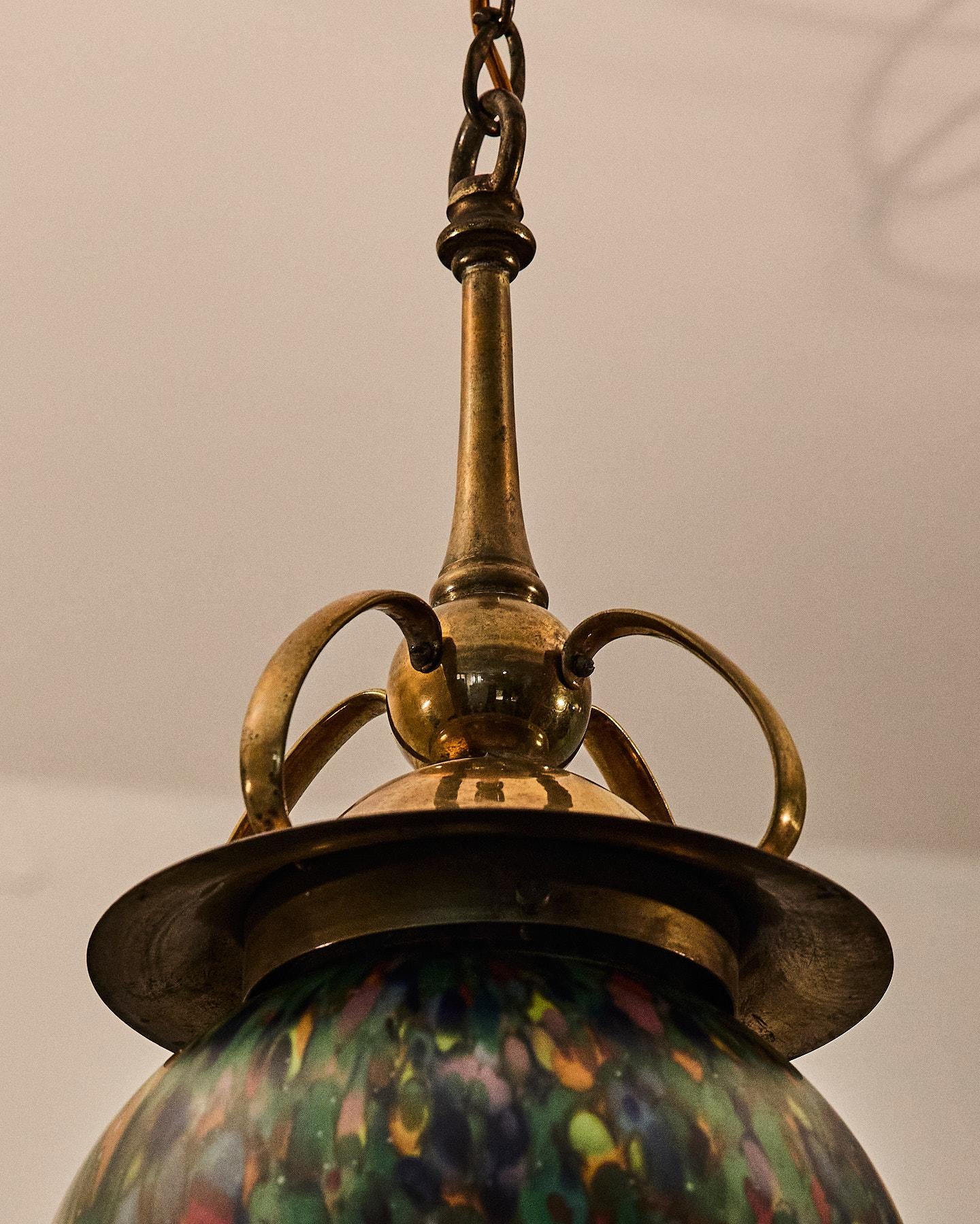Art Nouveau lámpara colgante con arlequín de cristal de Murano en venta 1
