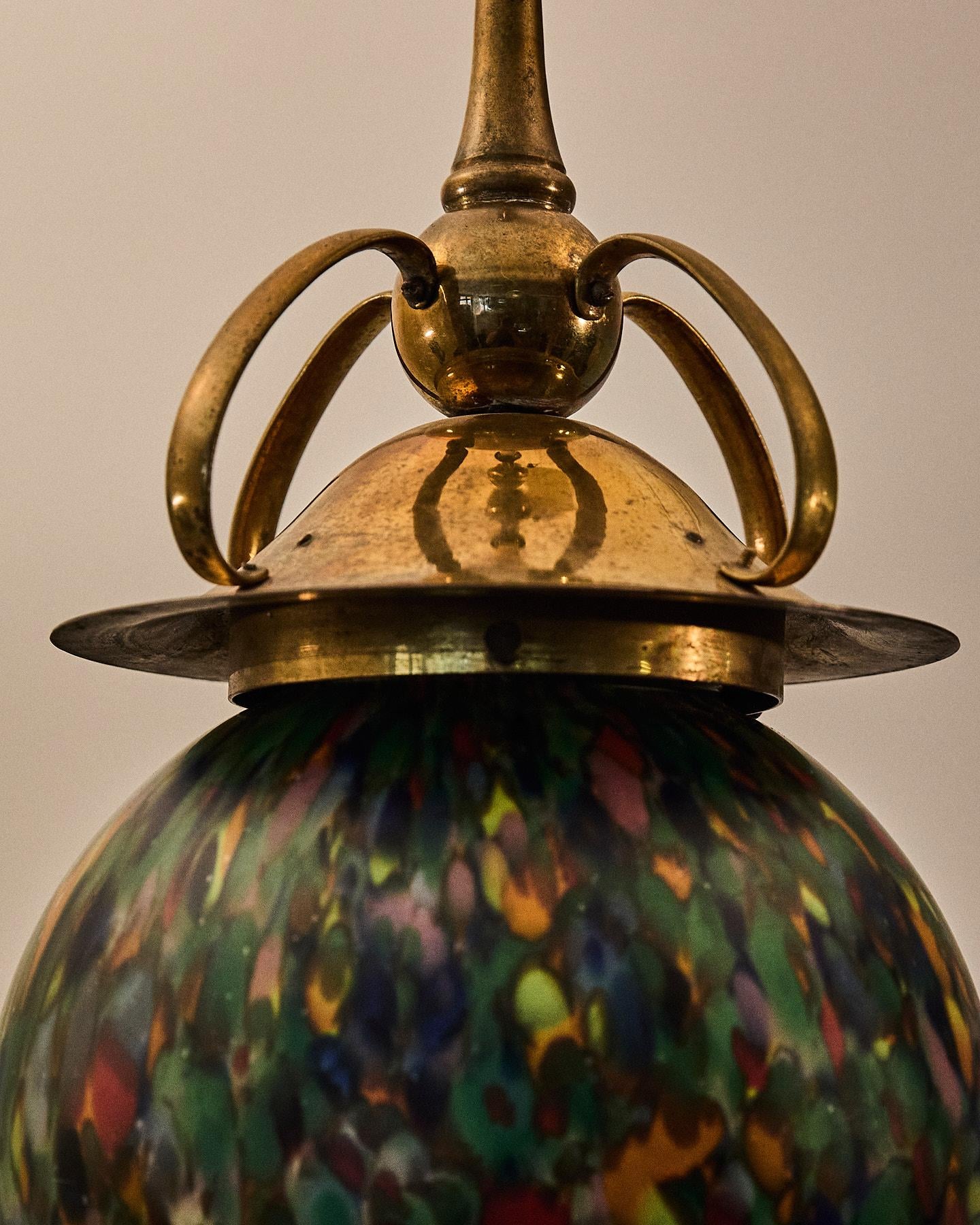 Art Nouveau lámpara colgante con arlequín de cristal de Murano en venta 2