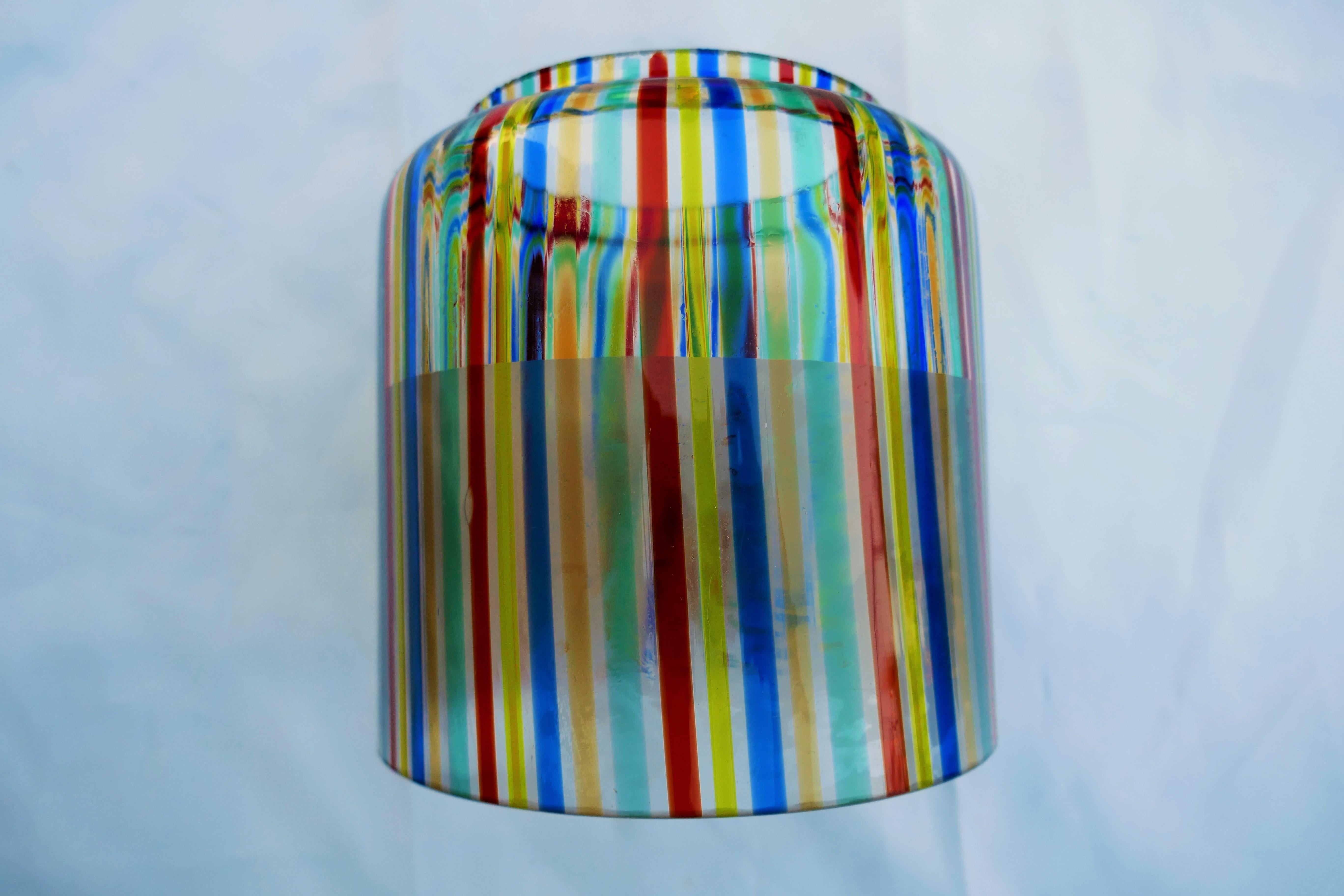 Pendant lamp attributed to Venini Cenedese multicolor reeds For Sale 3