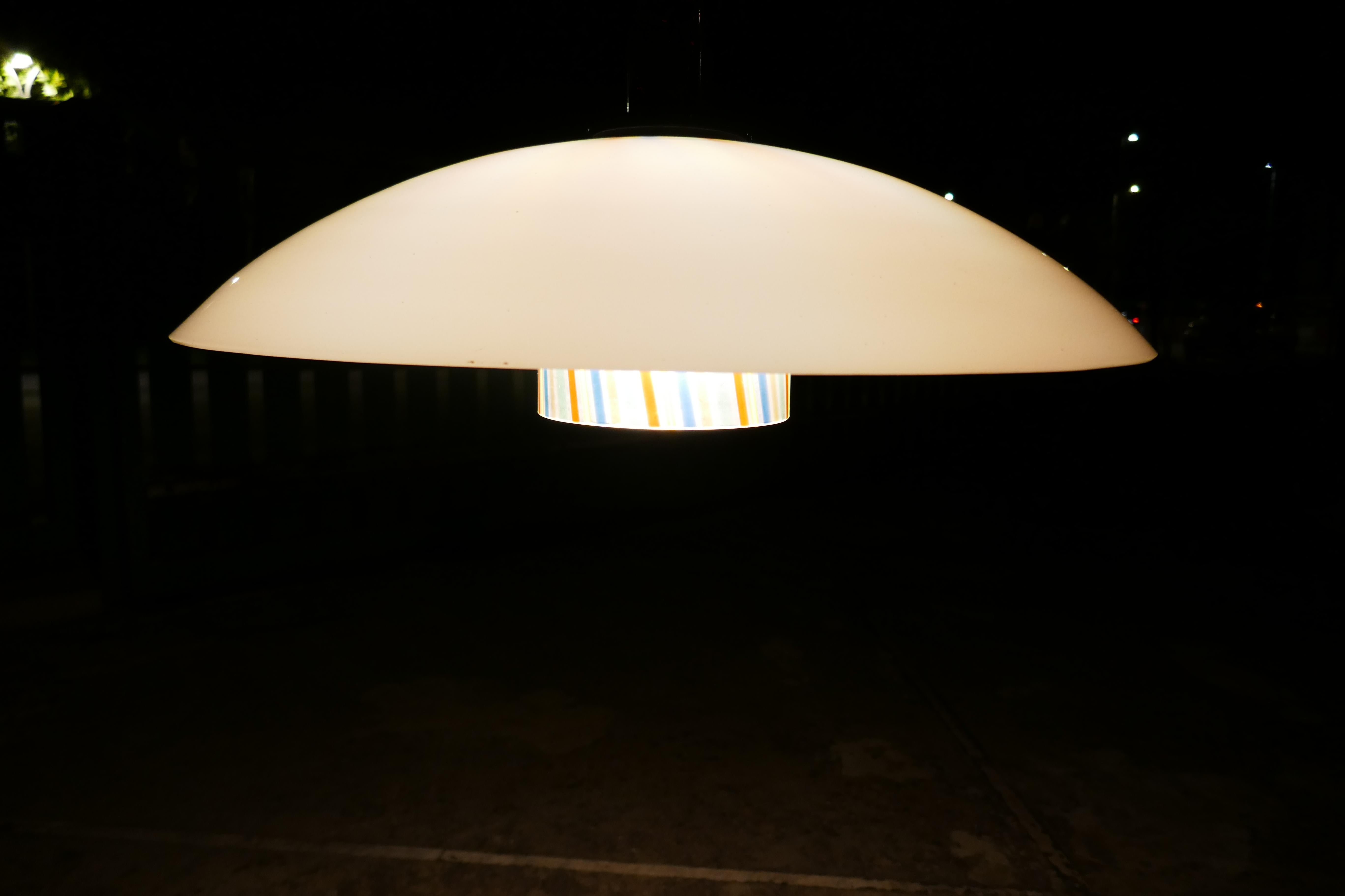 Modern Pendant lamp attributed to Venini Cenedese multicolor reeds For Sale