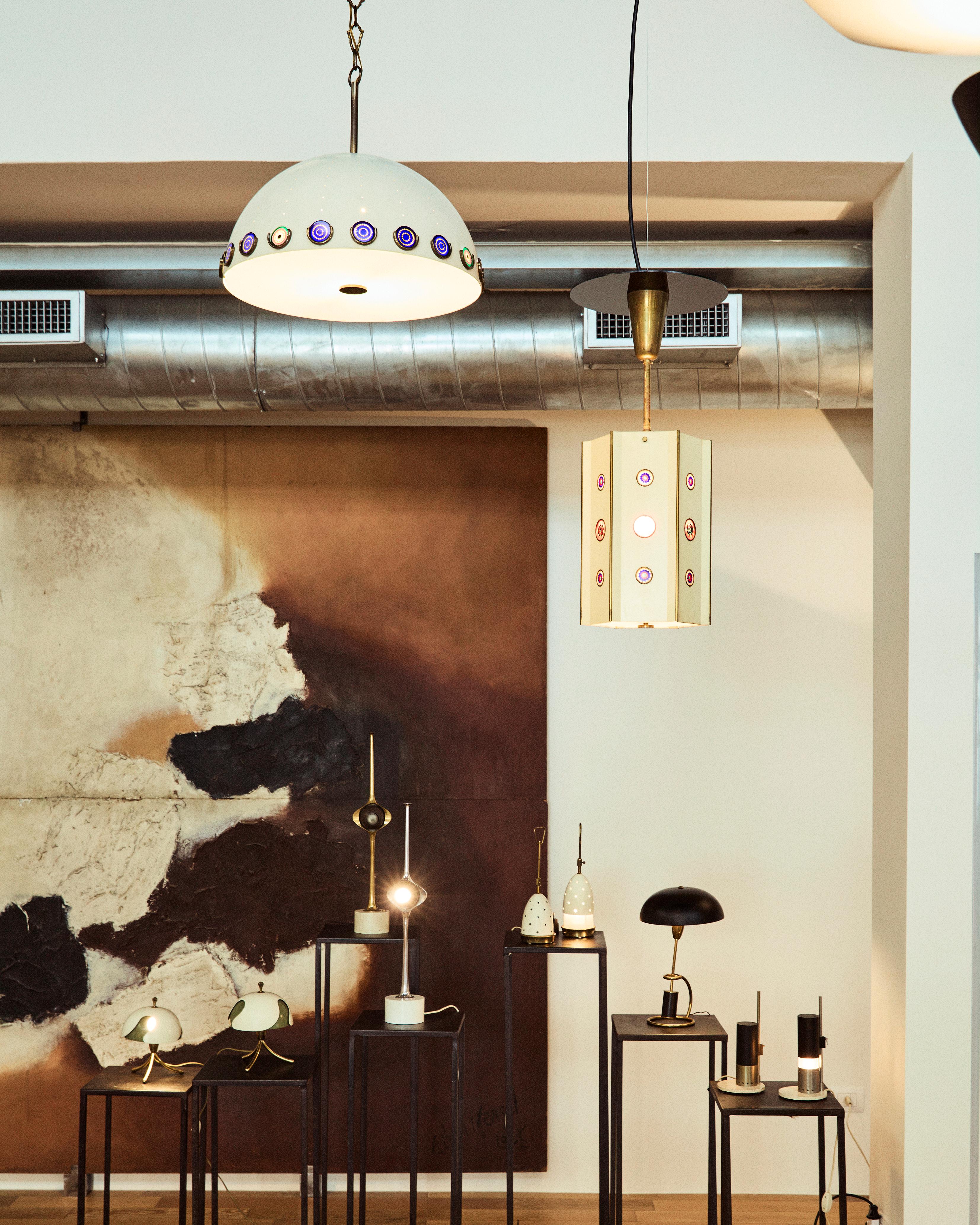 Mid-20th Century Lampada a sospensione con murrine, design Angelo Lelii per Arredoluce, Italia in vendita