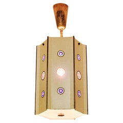 Lampada a sospensione con murrine, design Angelo Lelii per Arredoluce, Italia