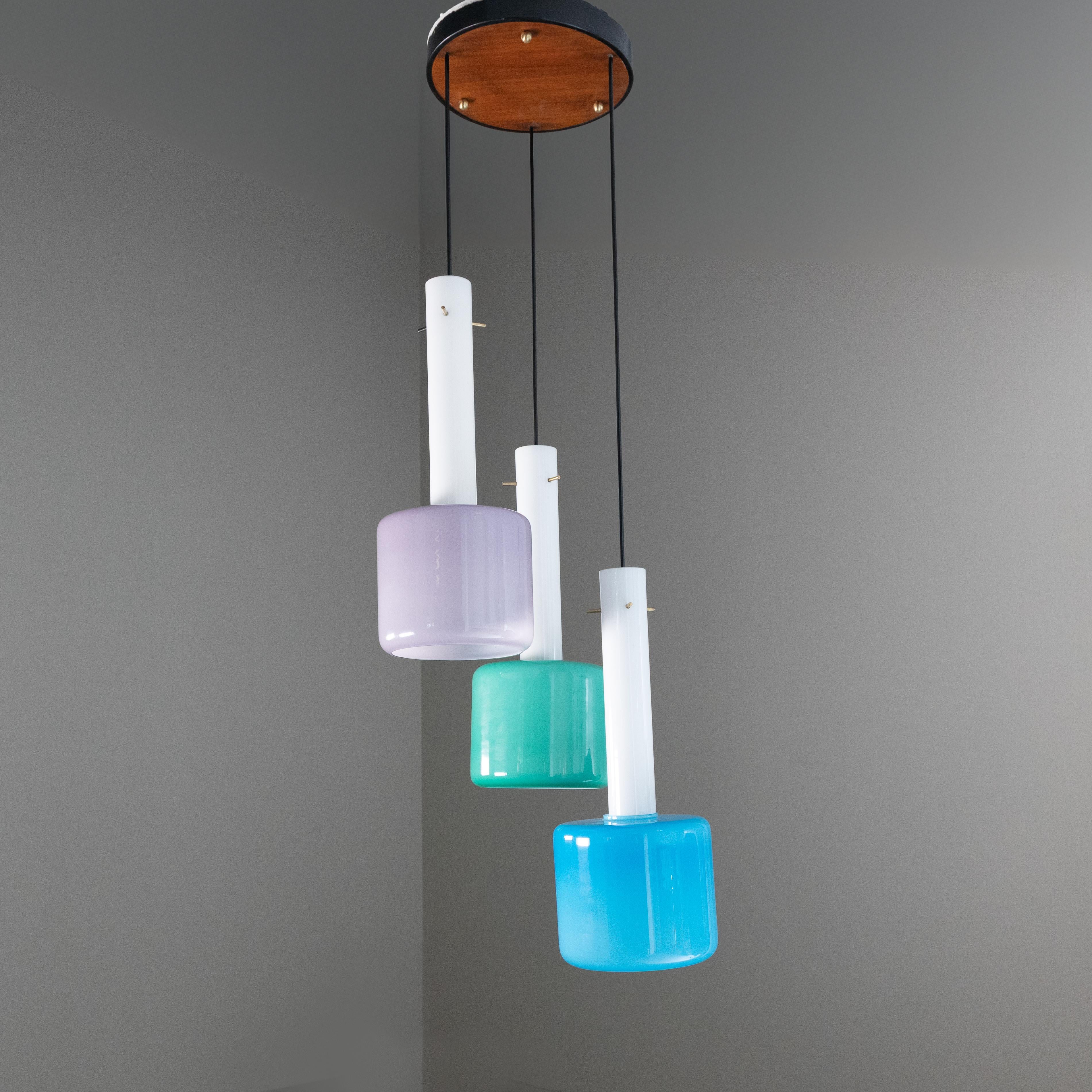 Lámpara colgante de vidrio coloreado, 1960 Italian en venta