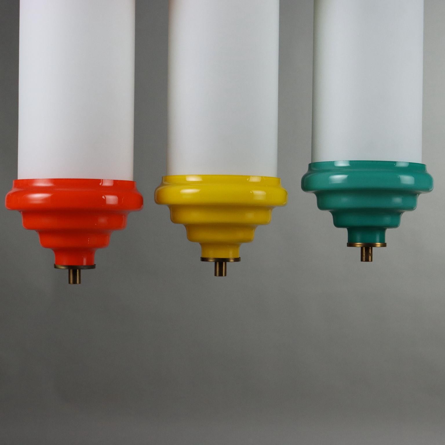 Lampada a sospensione con vetri colorati Anni 60 in vendita 5