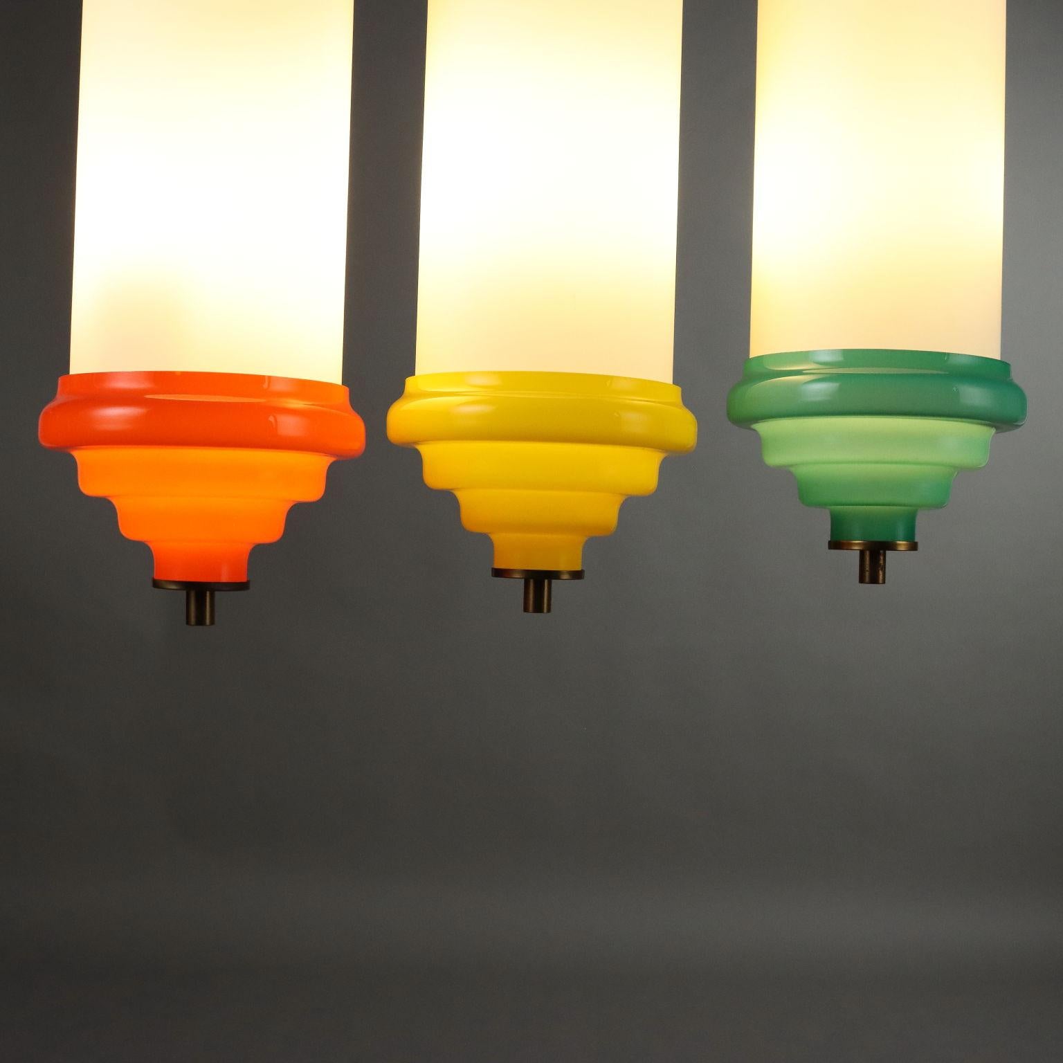 Lampada a sospensione con vetri colorati Anni 60 in vendita 1