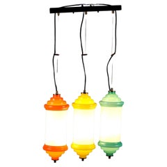 Suspension lamp with stained glass 1960s