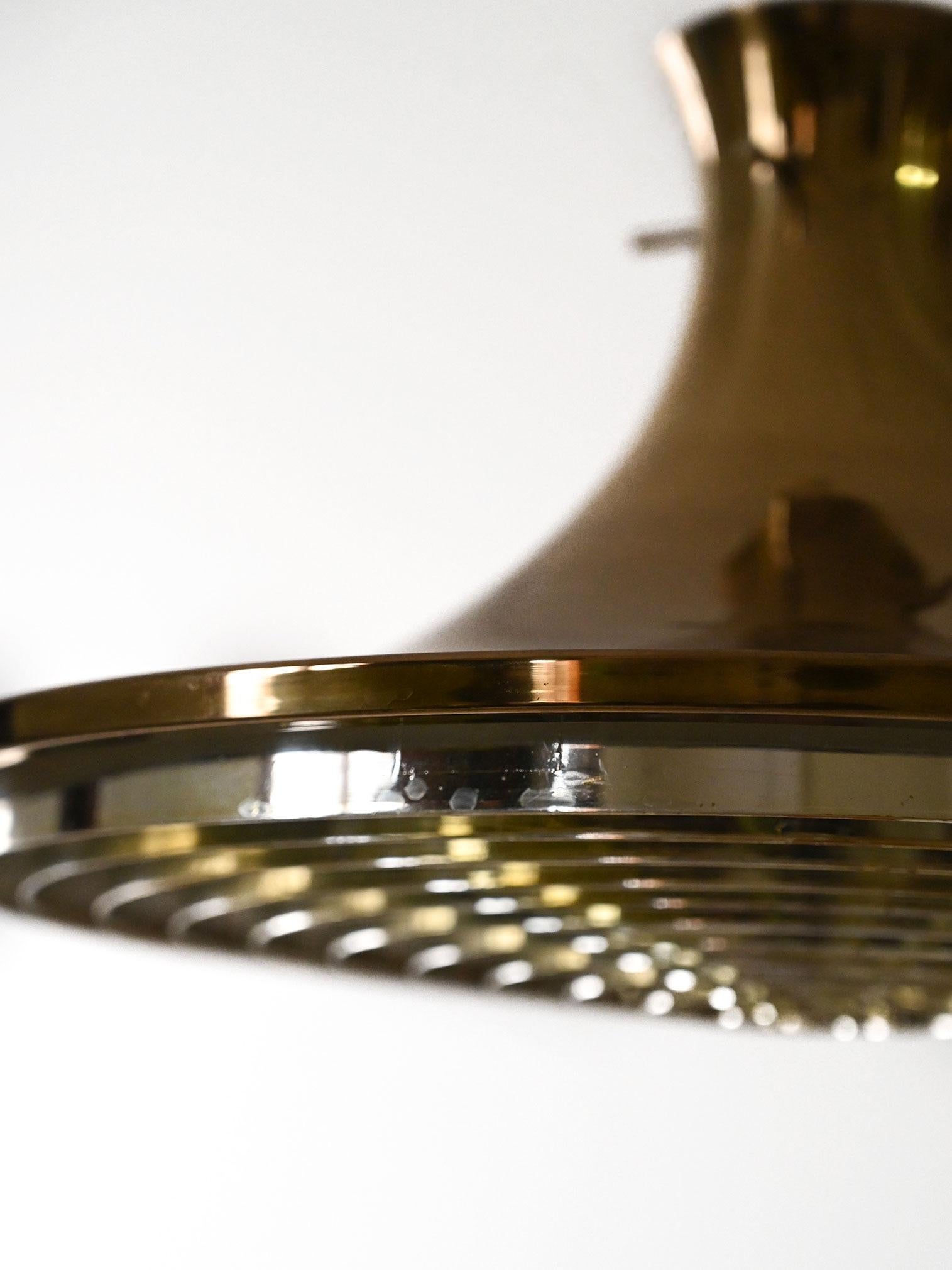 Vintage gold pendant lamp In Good Condition For Sale In Brescia, IT
