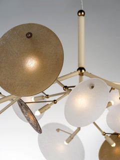 Lampada a sospensione DP con vetri bianchi e bronzo