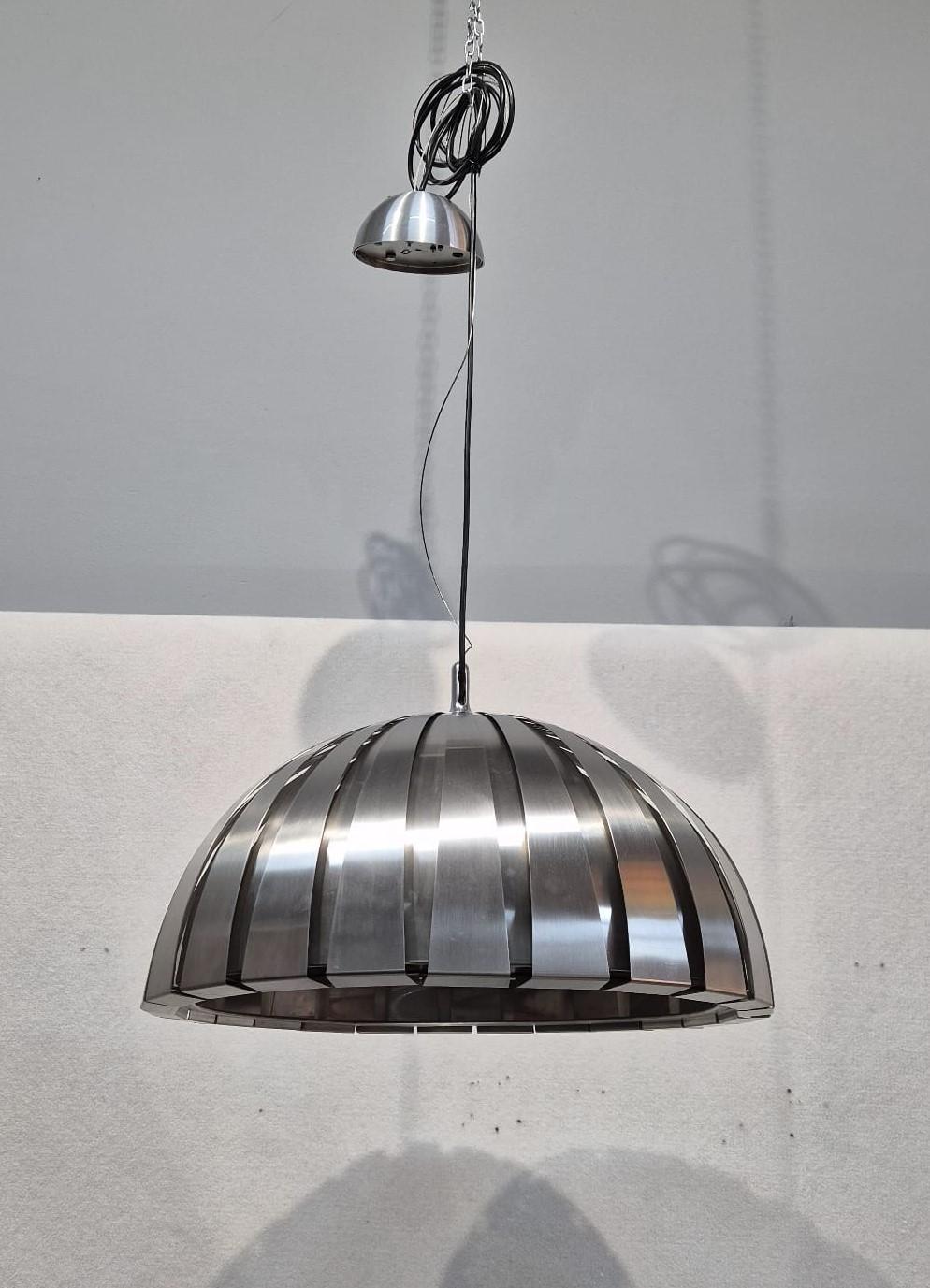 Metal Aluminum pendant lamp, Elio Martinelli, 1970s For Sale