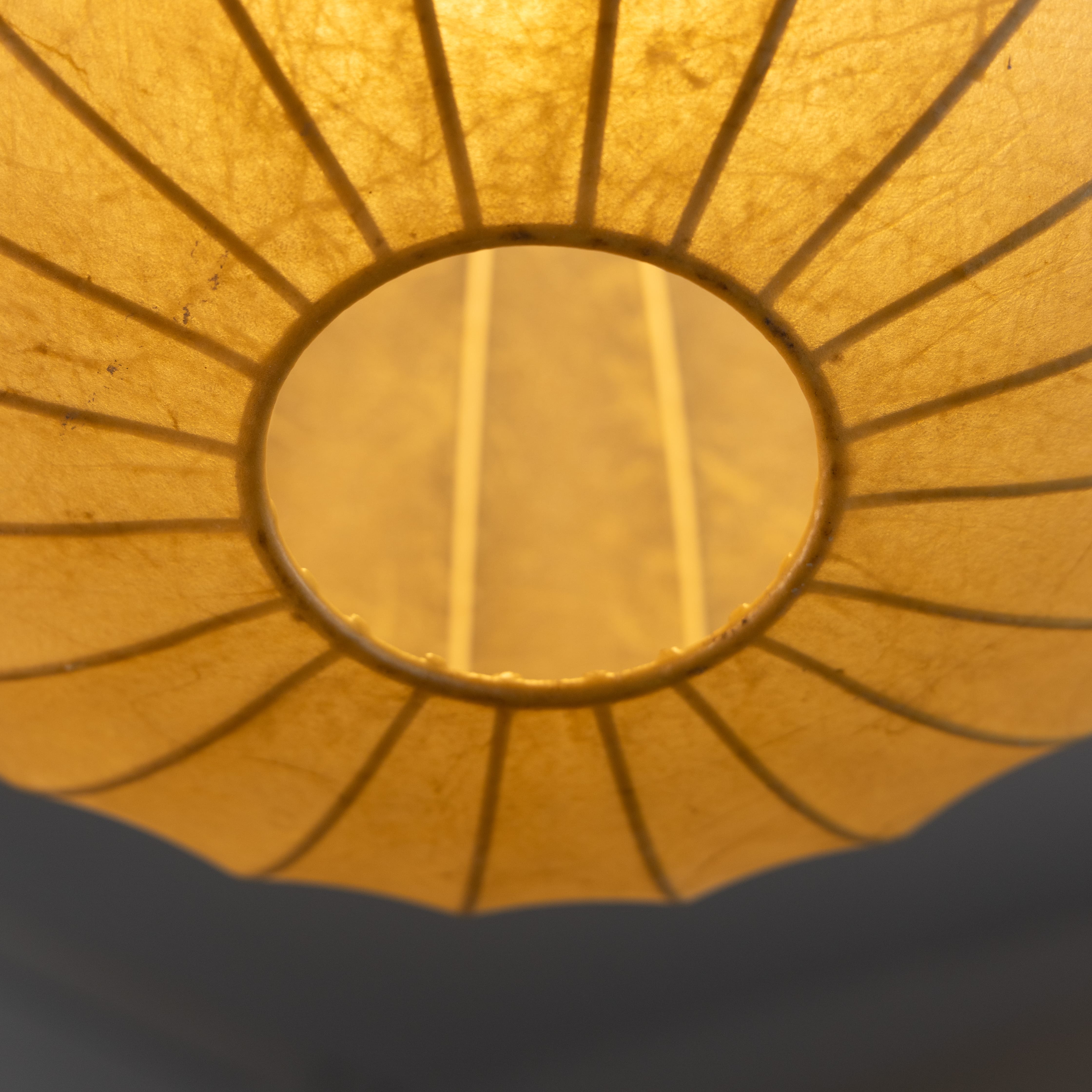 Lampada a sospensione in Cocoon, 1960. Progettata negli anni '60, questo pezzo rappresenta perfettamente il design minimalista e innovativo dell'epoca, con una struttura semplice ma d'effetto che aggiunge un tocco di stile a qualsiasi ambiente. Il
