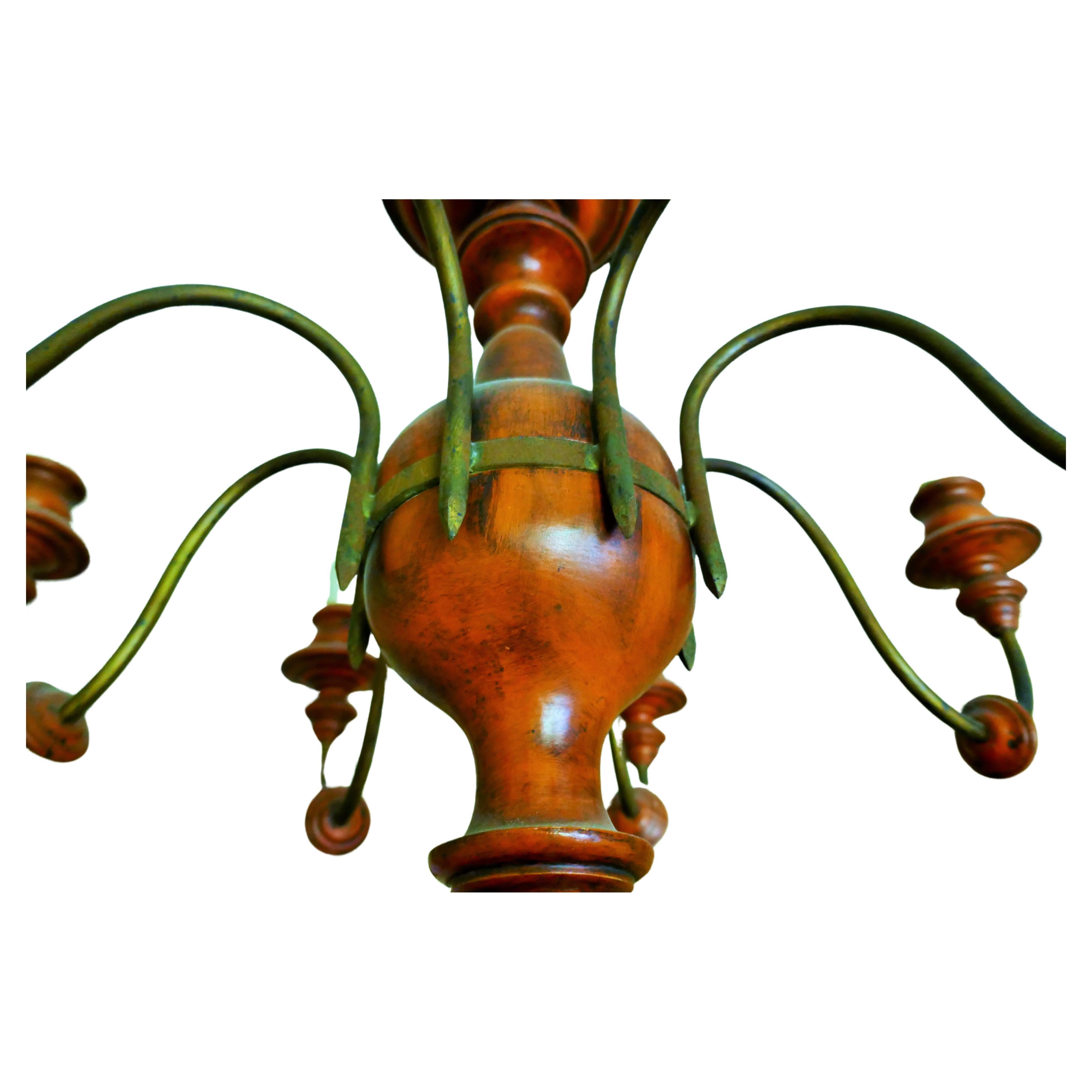Lampada a sospensione in legno e metallo in vendita 6