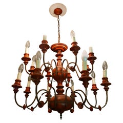 Iron, metal and wood chandelier
