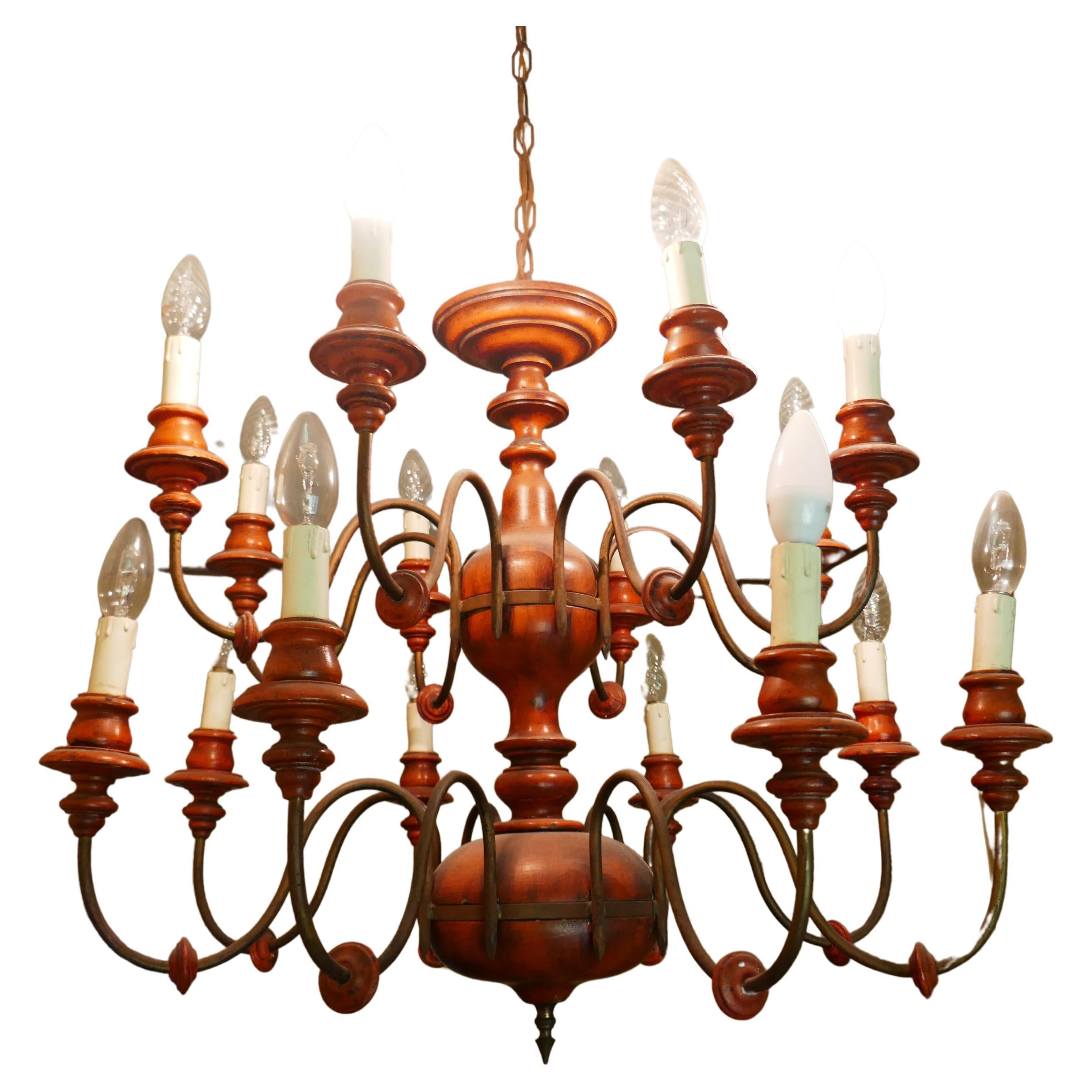 Lampada a sospensione in legno e metallo in vendita 2