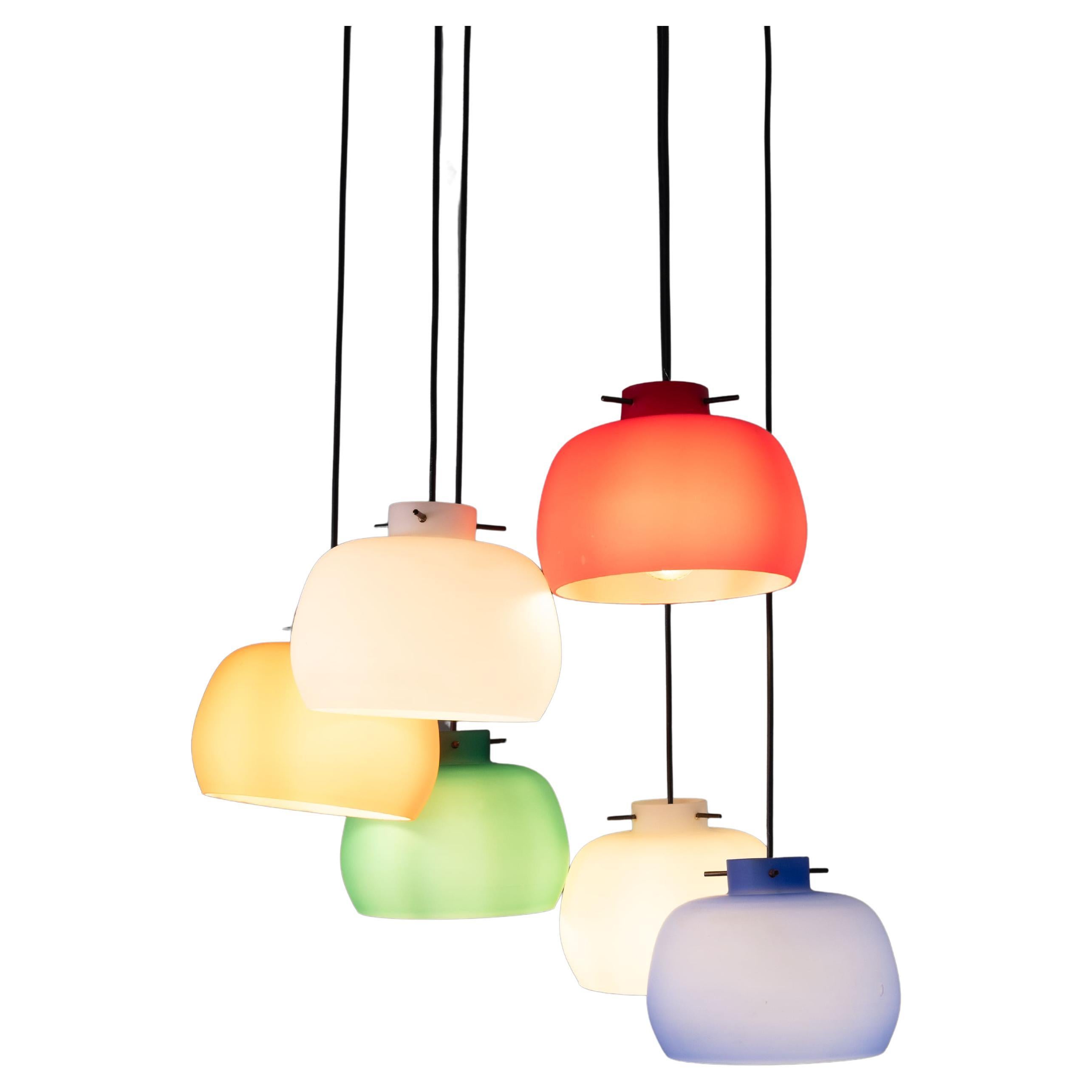 Lampe suspendue en verre coloré, 1960