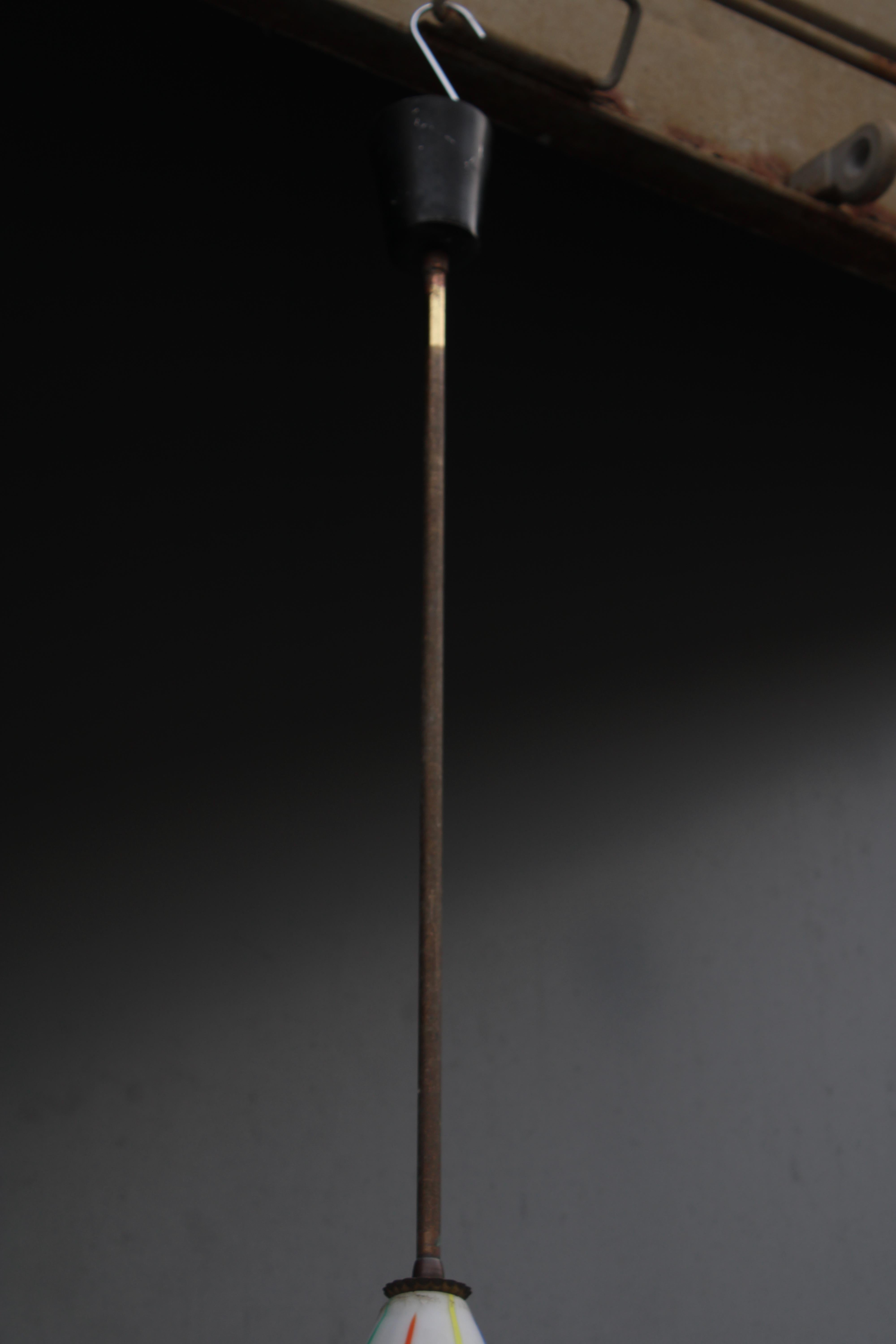 Italian Lampada a Sospensione in Vetro di murano Vistosi con Asta in Ottone 1950 in vendita