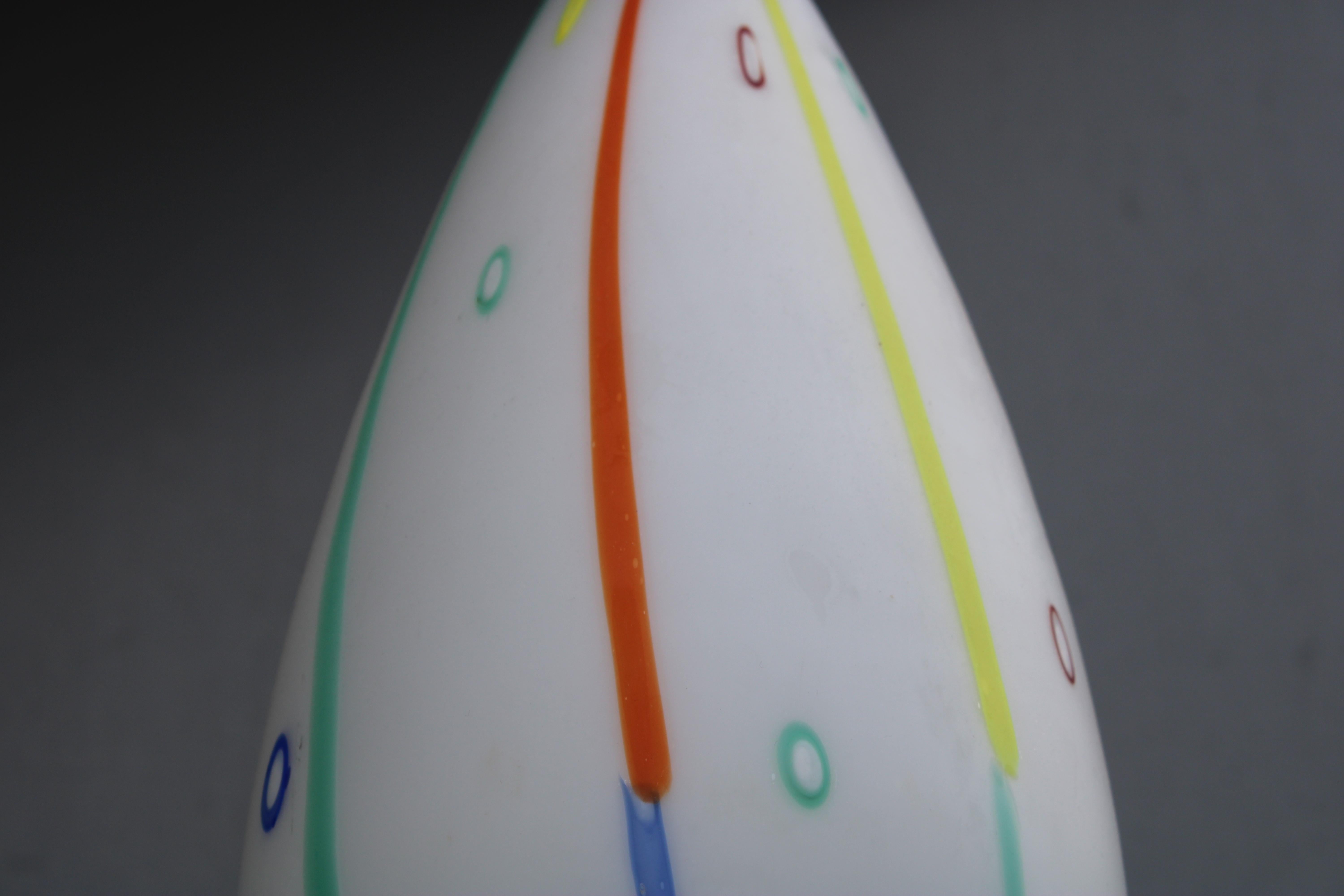 Lampada a Sospensione in Vetro di murano Vistosi con Asta in Ottone 1950 in vendita 3