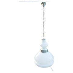 Vintage Lampada a sospensione in vetro opalino
