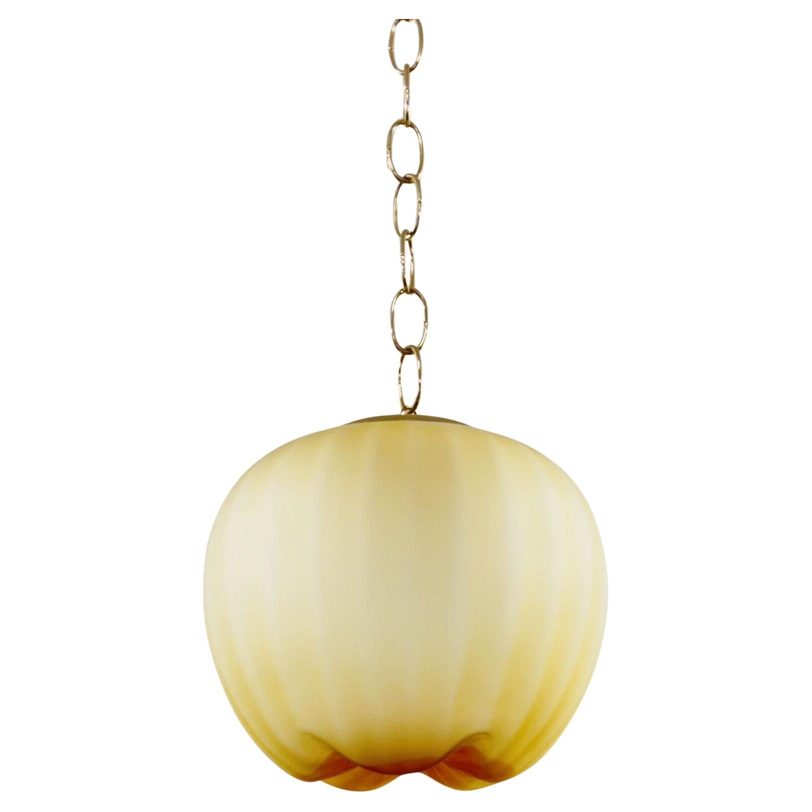 Satin Glass Suspension Lamp 70s Modern Design