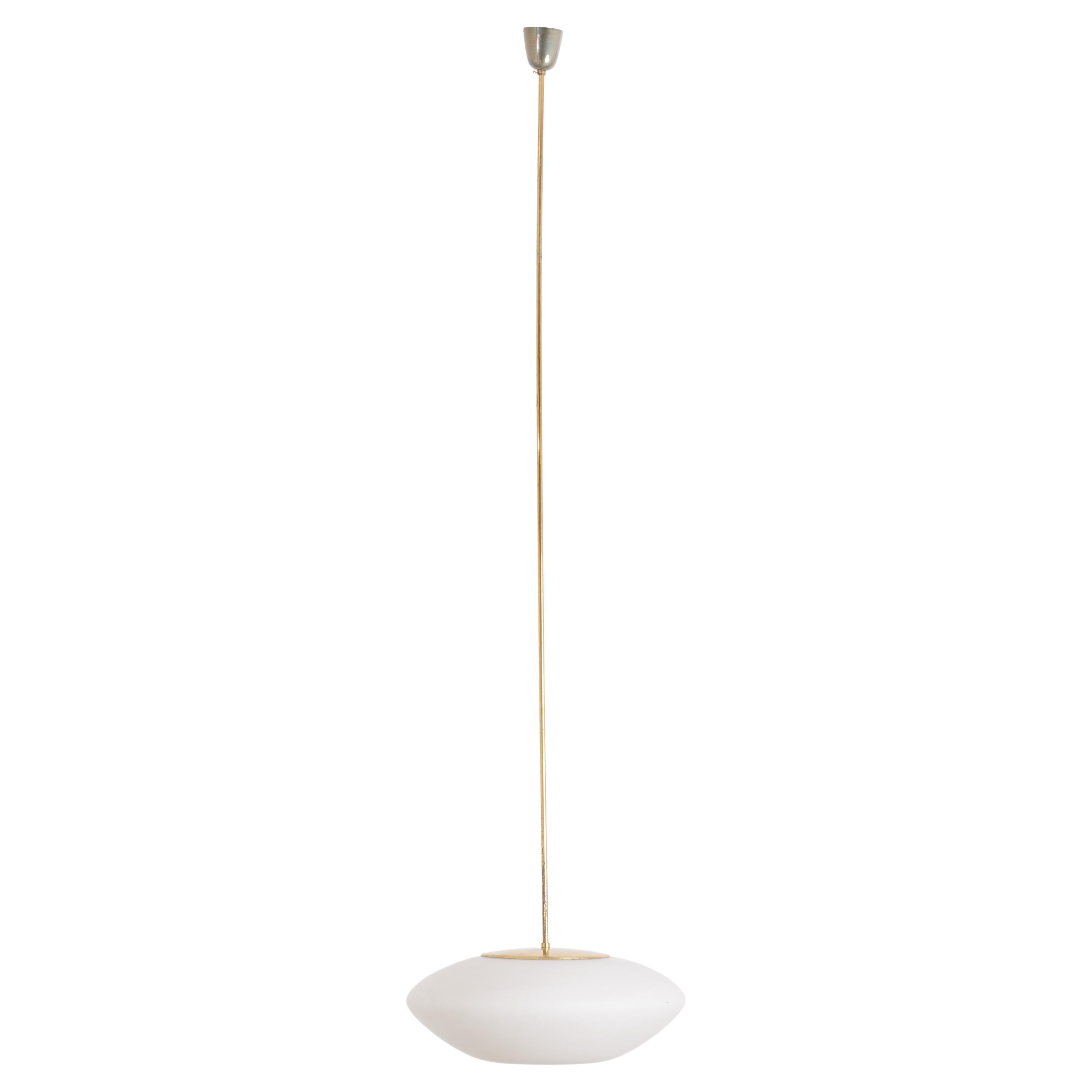 Lisa Johansson Pape-Ceiling lamp brass, opaline glass-Mid 20th Century For Sale