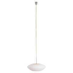 Lisa Johansson-Pape-Lampe de plafond en laiton, verre opalin-Milieu du 20e siècle