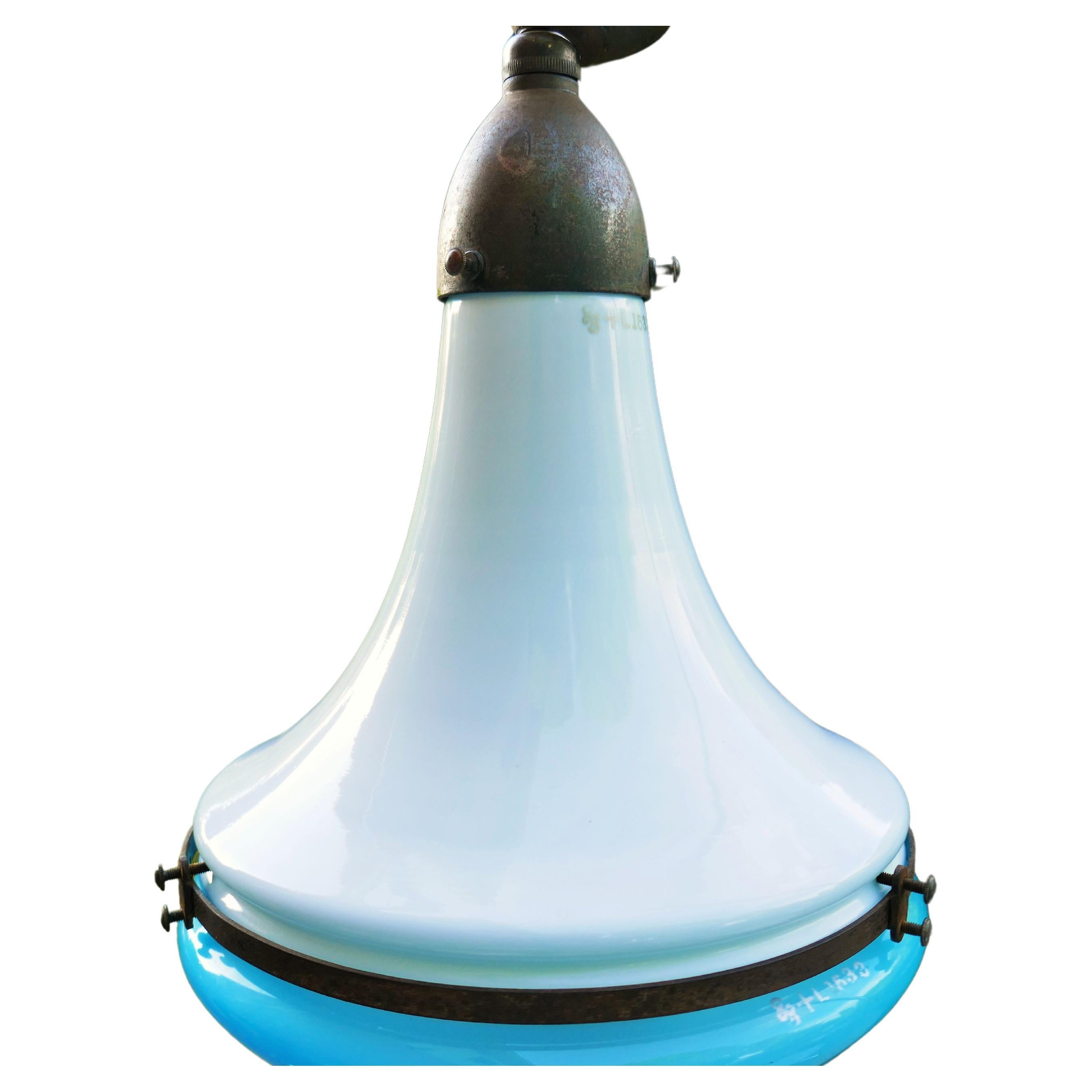 Bauhaus Lampada a sospensione Luzette di Peter Behrens pour Siemens - numerata color blu en vente