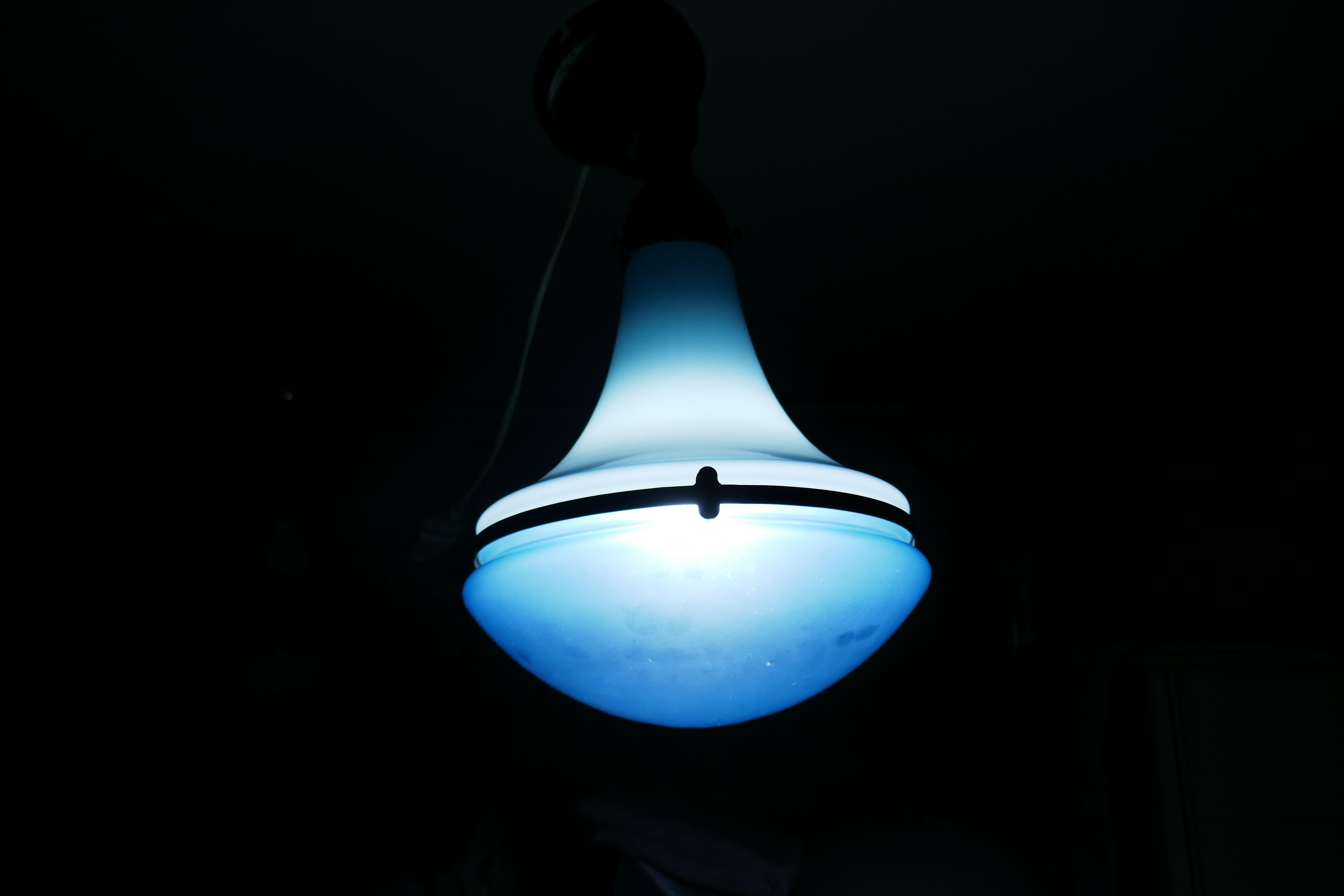 Lampada a sospensione Luzette di Peter Behrens per Siemens - numerata colore blu For Sale 1