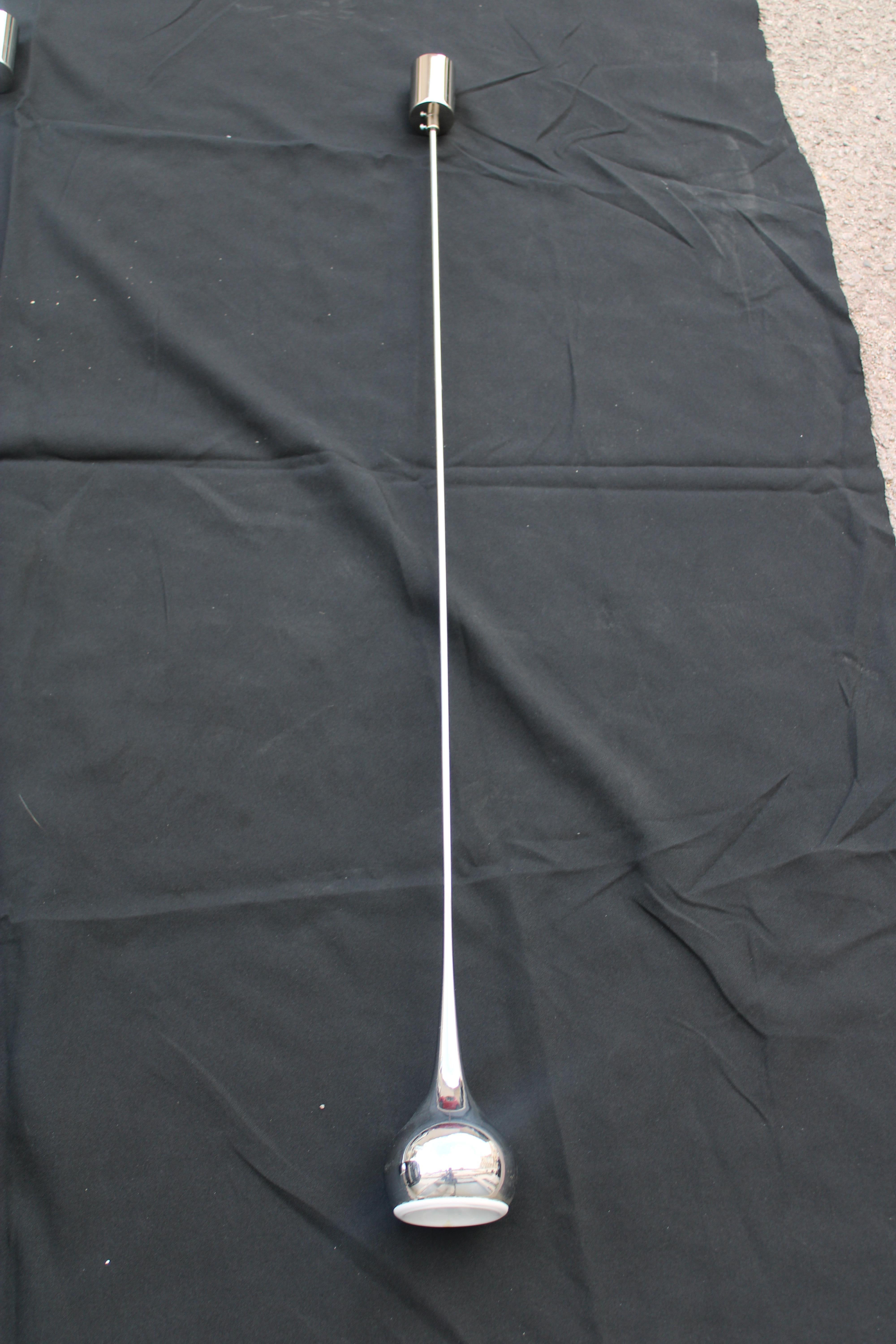 Cromo Lampada a sospensione minimale a trombetta Esoperia Design Italiano 1970 metallo in vendita