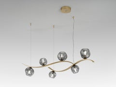 Nature matt gold pendant lamp with smoked Murano glass