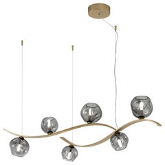 Nature matt gold pendant lamp with smoked Murano glass