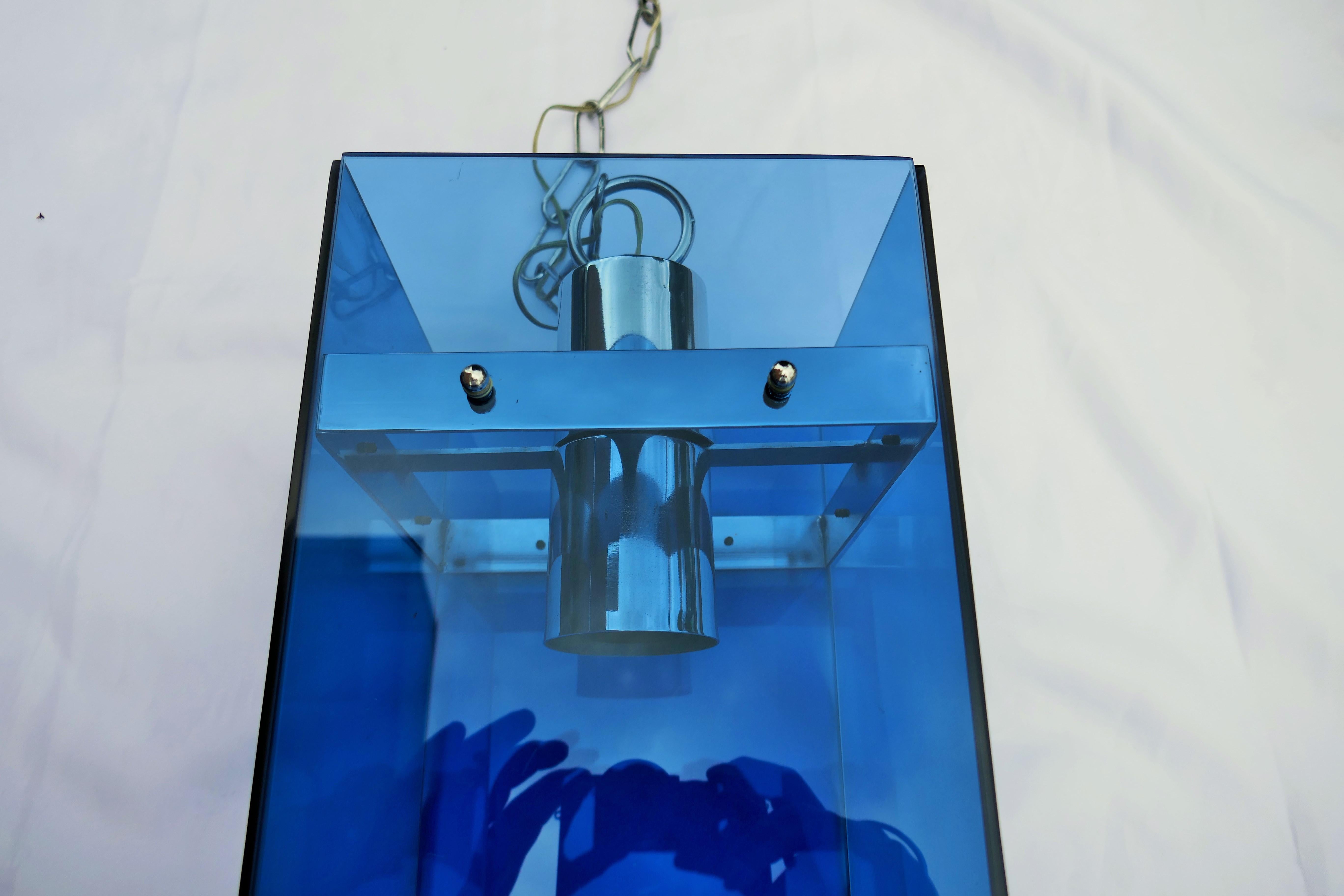 Lampe suspendue dans le style de Fontana Arte Veca Cristal Art en vente 6